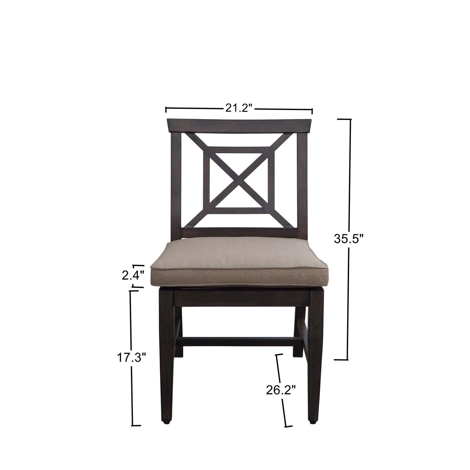 Atlantis 11 Pc Aluminum Dining Set in Walnut/Beige by Darlee - Chair - Dimensional thumbnail