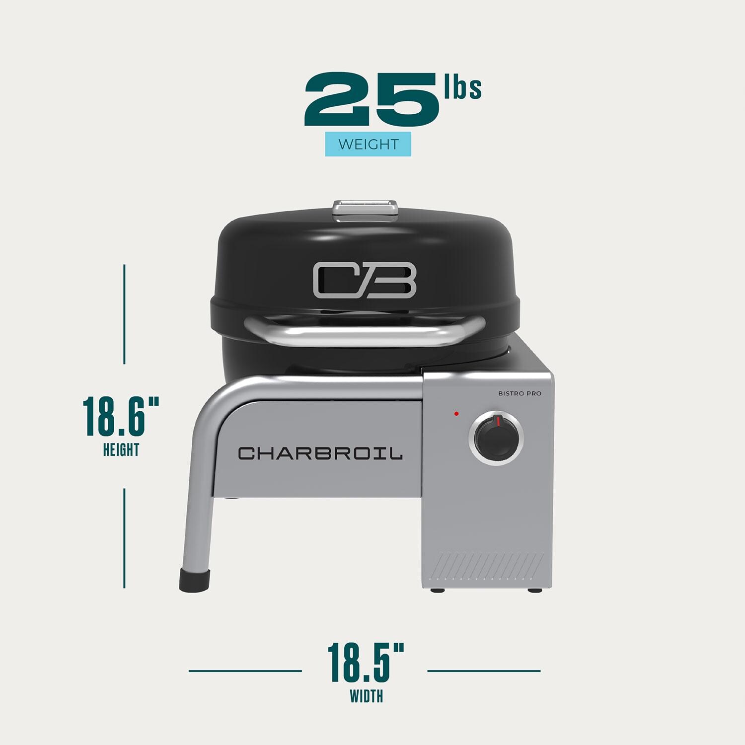 Charbroil 25302149 Bistro Pro 180 Electric Grill - Tabletop Black - Dimensional thumbnail