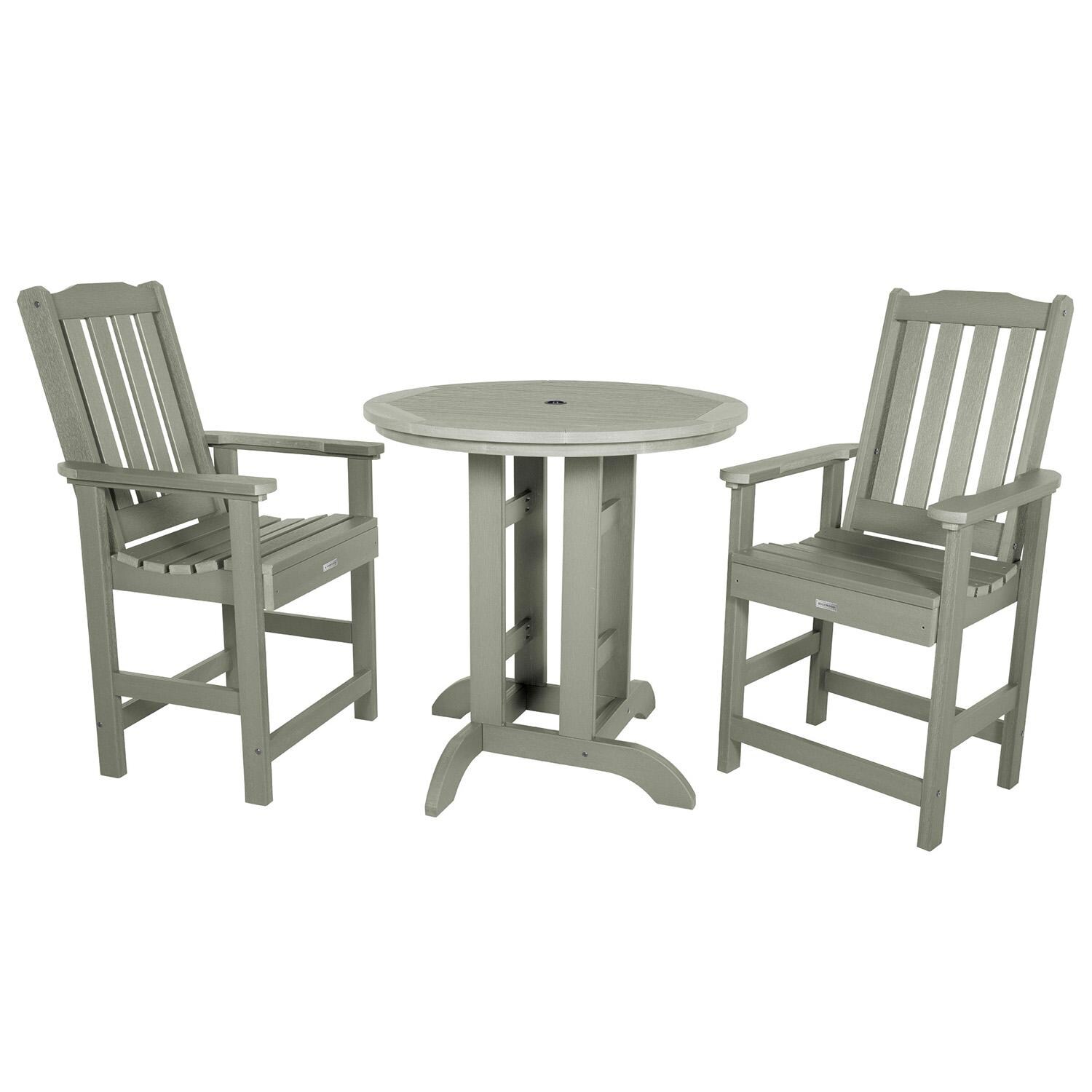 Hart Lane 3 Pc Recycled Plastic Round Counter Dining Set in Eucalyptus By Lakeview Outdoor Designs - White Background thumbnail