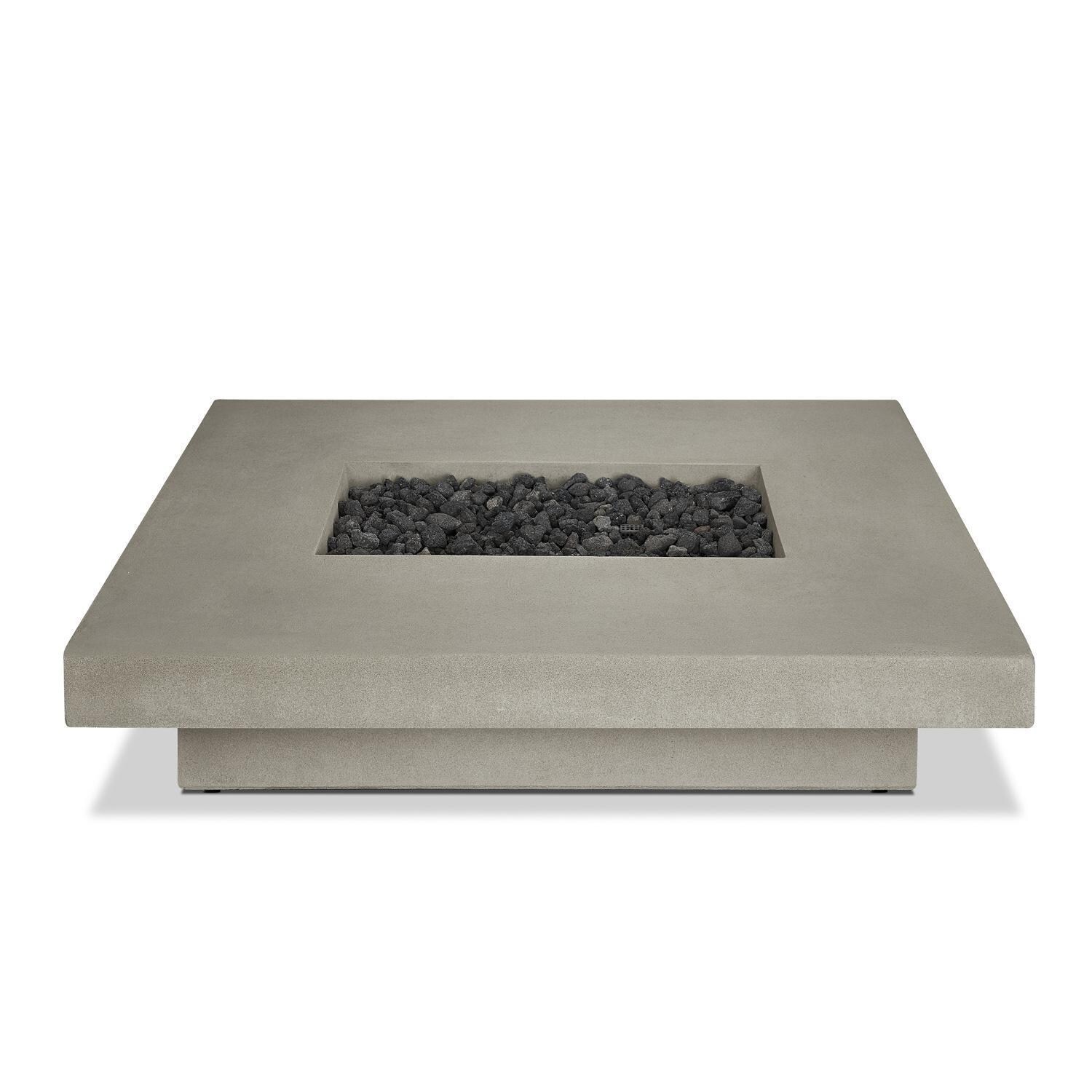 Hickory Bay 3703LP-FLNT 60 Inch Rectangular Glass Fiber Reinforced Concrete Propane Fire Pit Table in Flint by BBQGuys Signature - Top View - White Background thumbnail
