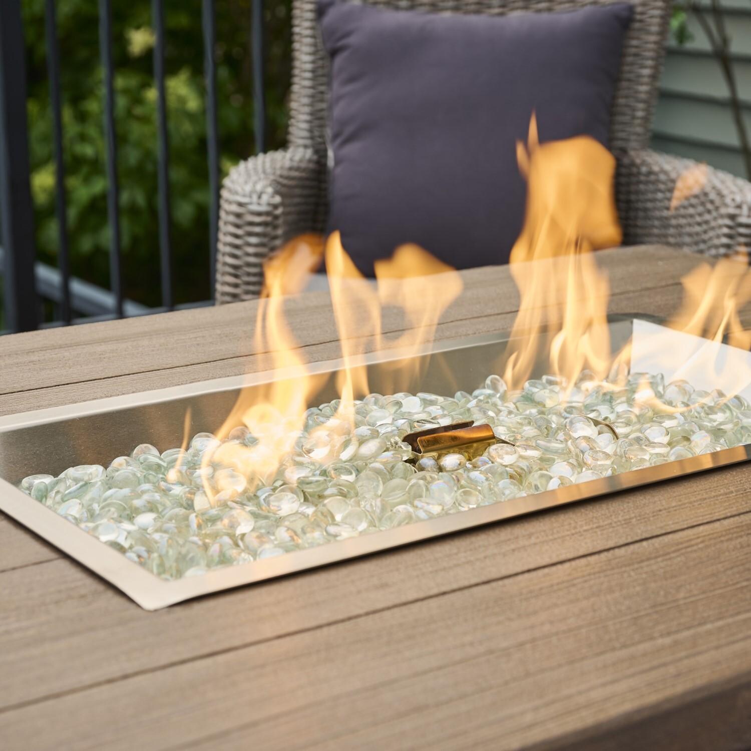 Havenwood 44 Inch Fire Pit Table W/ Driftwood Top & Grey Base - Burner - Lifestyle thumbnail