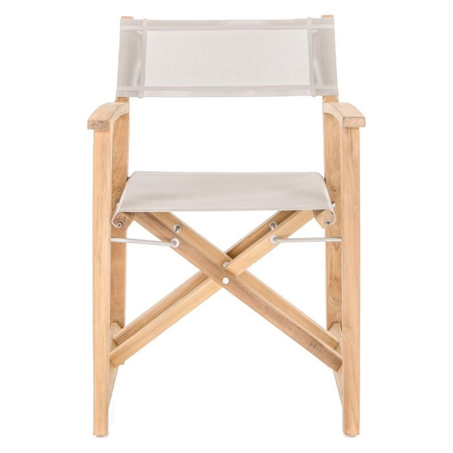 Teak + Table Monday Teak Patio Director Chair W/Grey Sling - Front View - White Background thumbnail