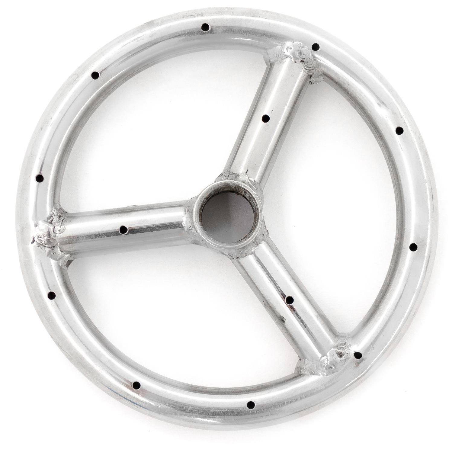  BBQGuys Signature Series 6-Inch Three-Spoke Round Natural Gas Single-Ring Burner - Stainless Steel - Top View thumbnail