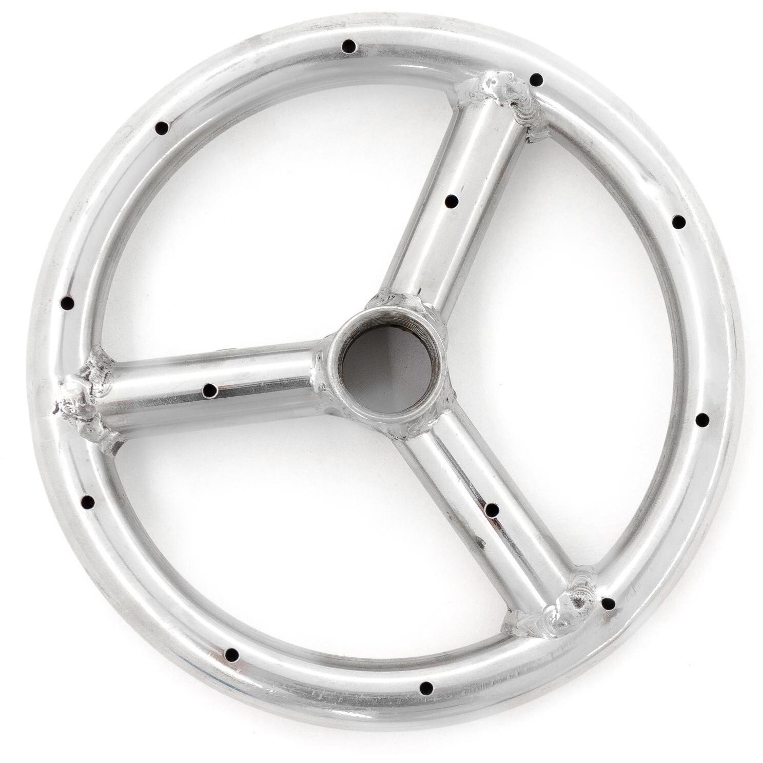 BBQGuys Signature Series 6-Inch Three-Spoke Round Natural Gas Single-Ring Burner - Stainless Steel - Top View thumbnail