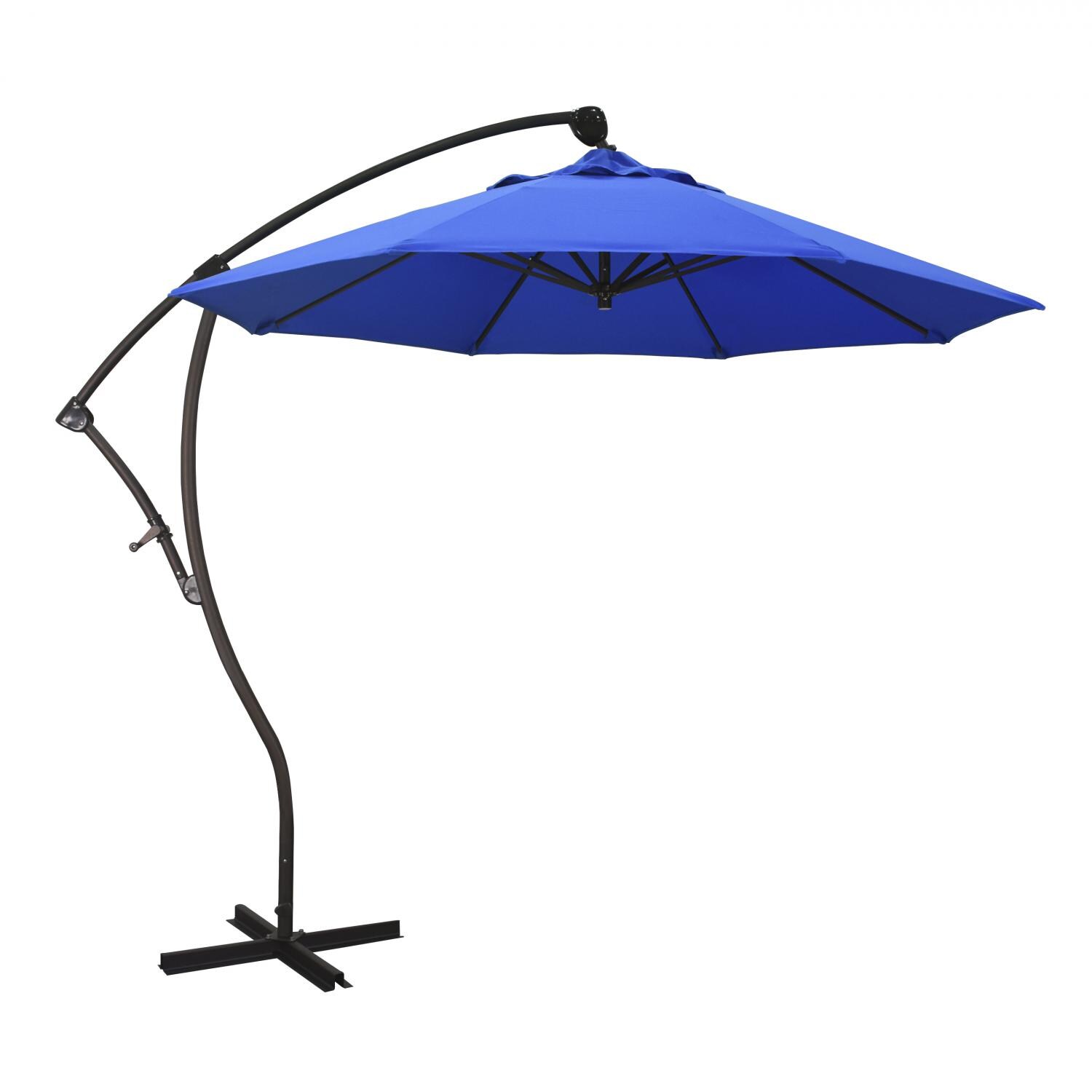 California Umbrella 9 Ft Octagonal Aluminum 2-Way Tilt Cantilever Patio Umbrella W/ Crank Lift & Aluminum Ribs - Bronze Frame / Sunbrella Canvas Pacific Blue Canopy thumbnail