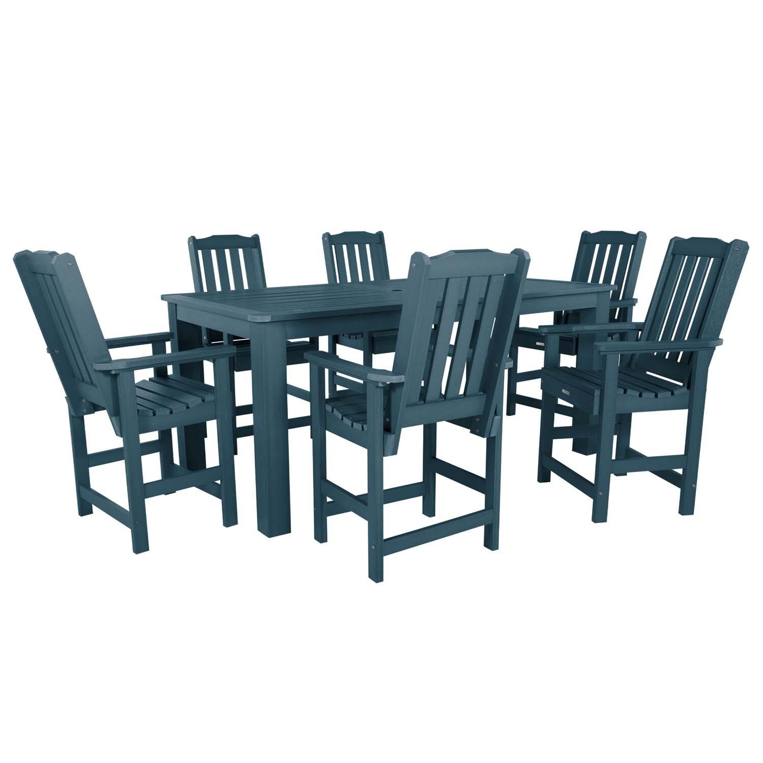 Hart Lane 7 Pc Recycled Plastic Counter Height Dining Set In Nantucket Blue by Lakeview - White Background thumbnail