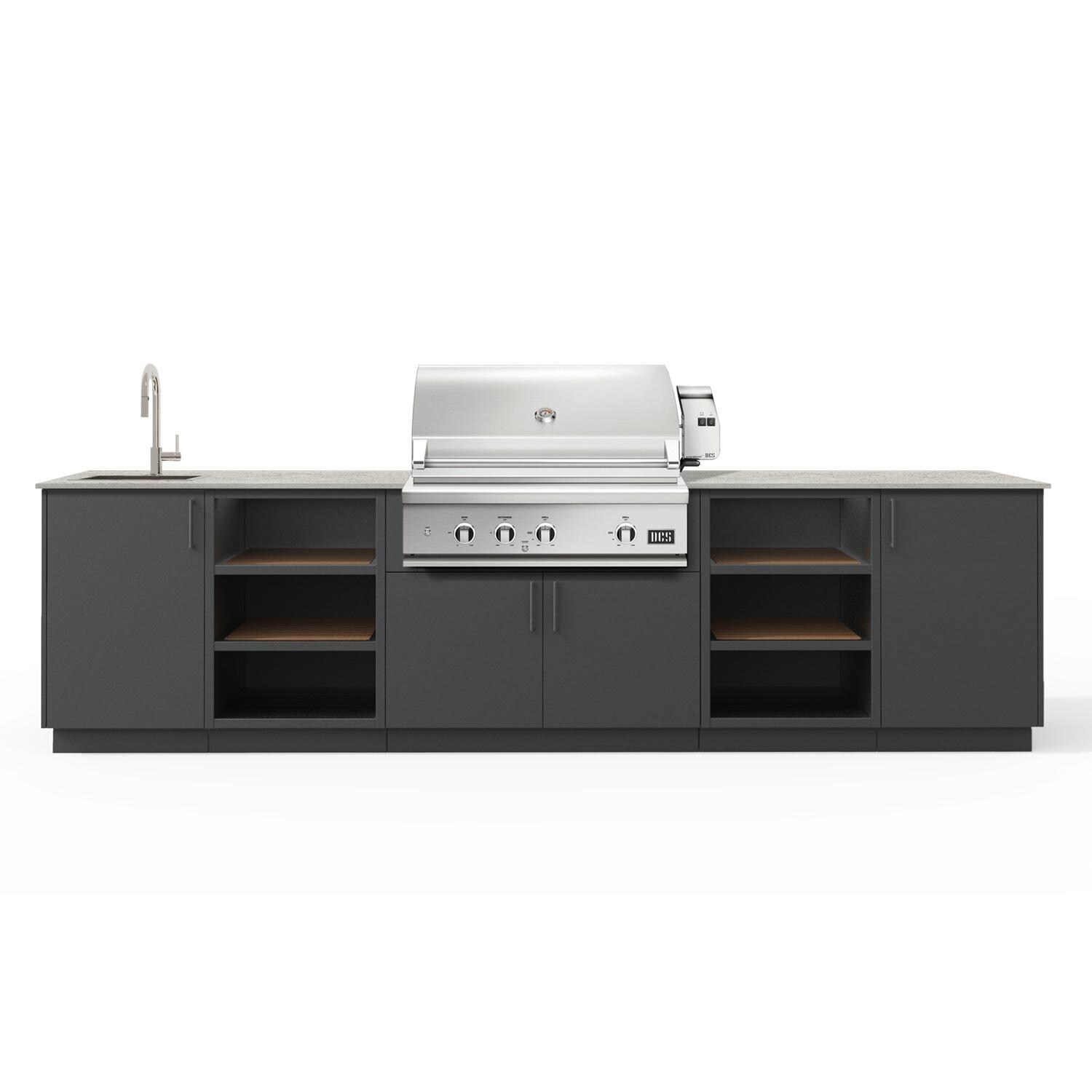 Urban Bonfire Twilight 36 Outdoor Kitchen w/ DCS Natural Gas Grill, Sink, Keon Dekton Countertop & Anthracite Finish - B-Twilight-36-DCS-Keon-Anthracite