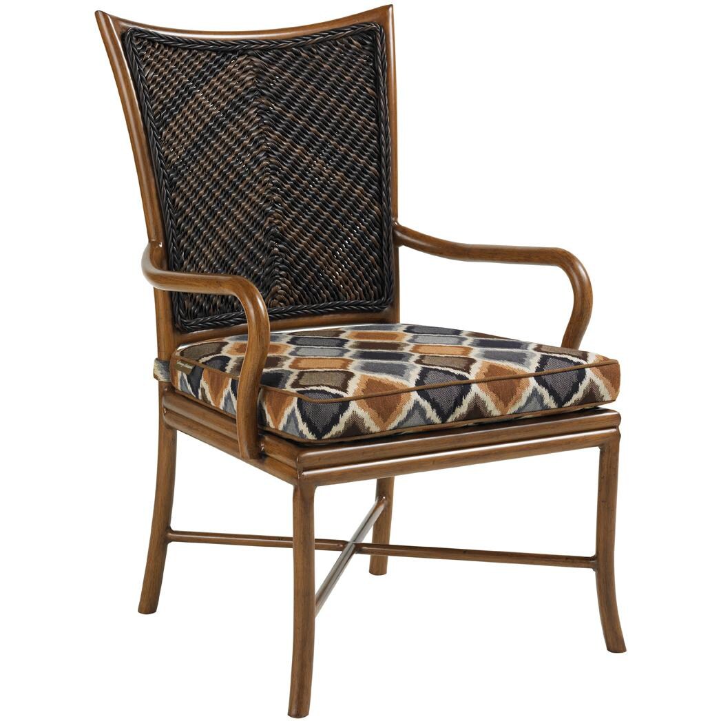 Island Estate Lanai Wicker Patio Dining Arm Chair W/ Sunbrella Fabric By Tommy Bahama