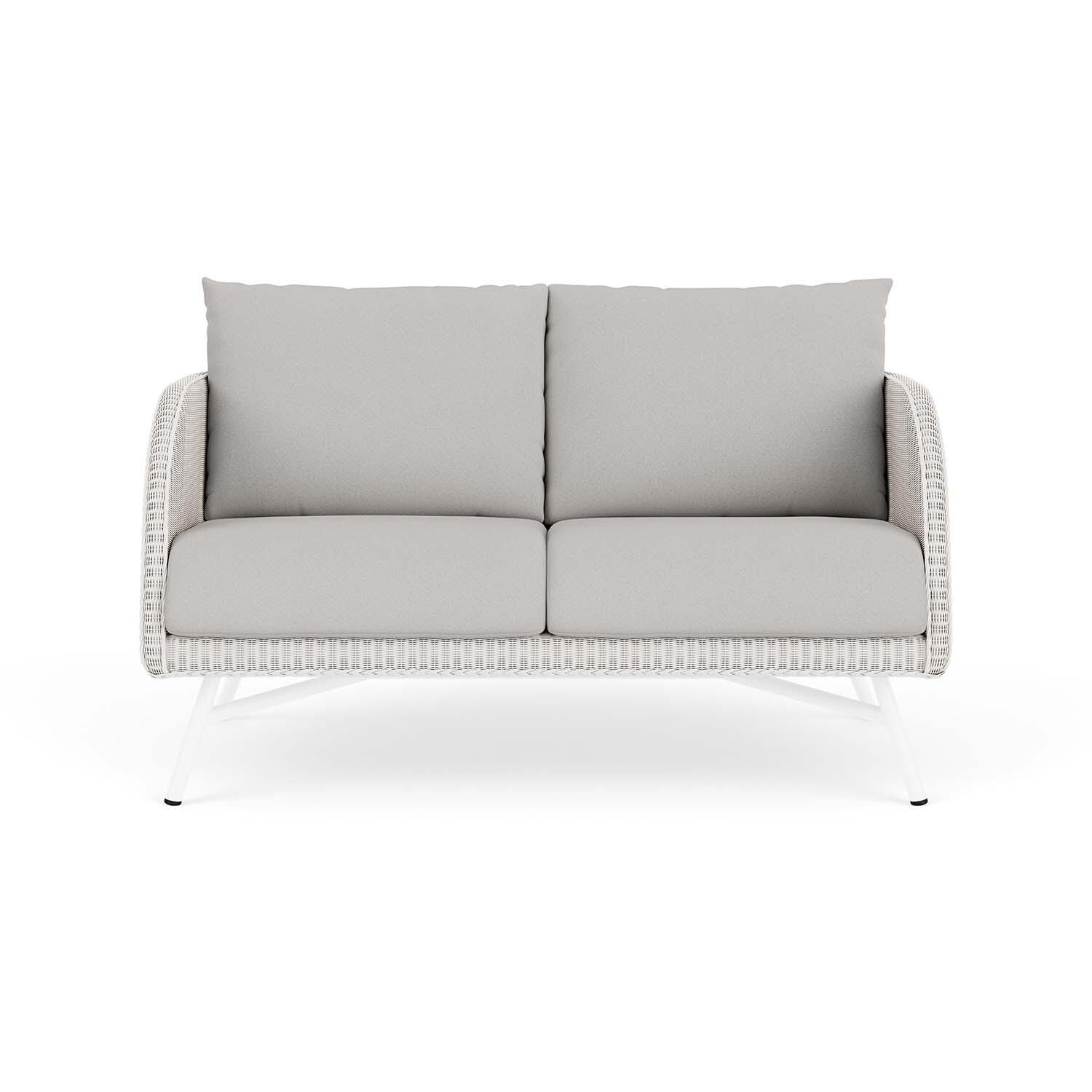 Essence 2 Person Wicker Loveseat in White/Tundra Dove By Lloyd Flanders