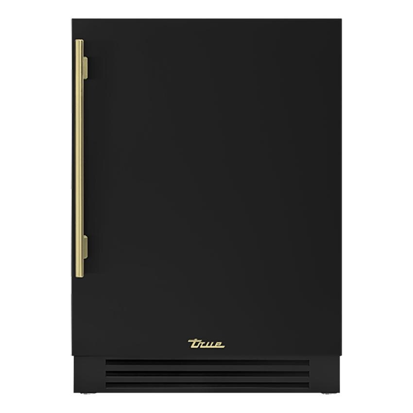 True 24 Inch 4.2 Cu. Ft. Right Hinge Outdoor Freezer - Matte Black w/ Brass Handles - TUF-24-R-OP-C~DSK-027-H01