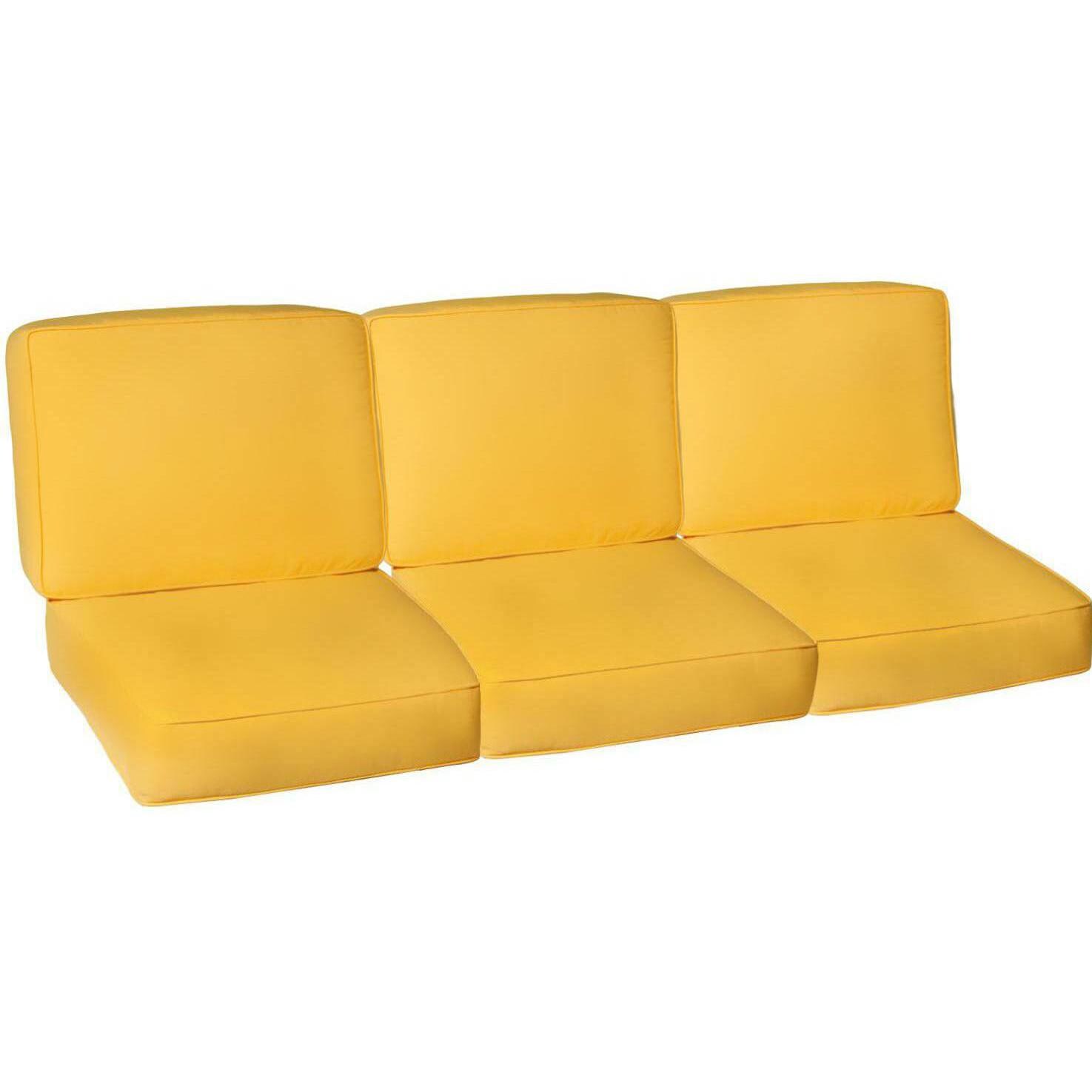 Sunbrella Canvas Buttercup Small Outdoor Replacement Sofa Cushion Set W/ Piping By BBQGuys Signature