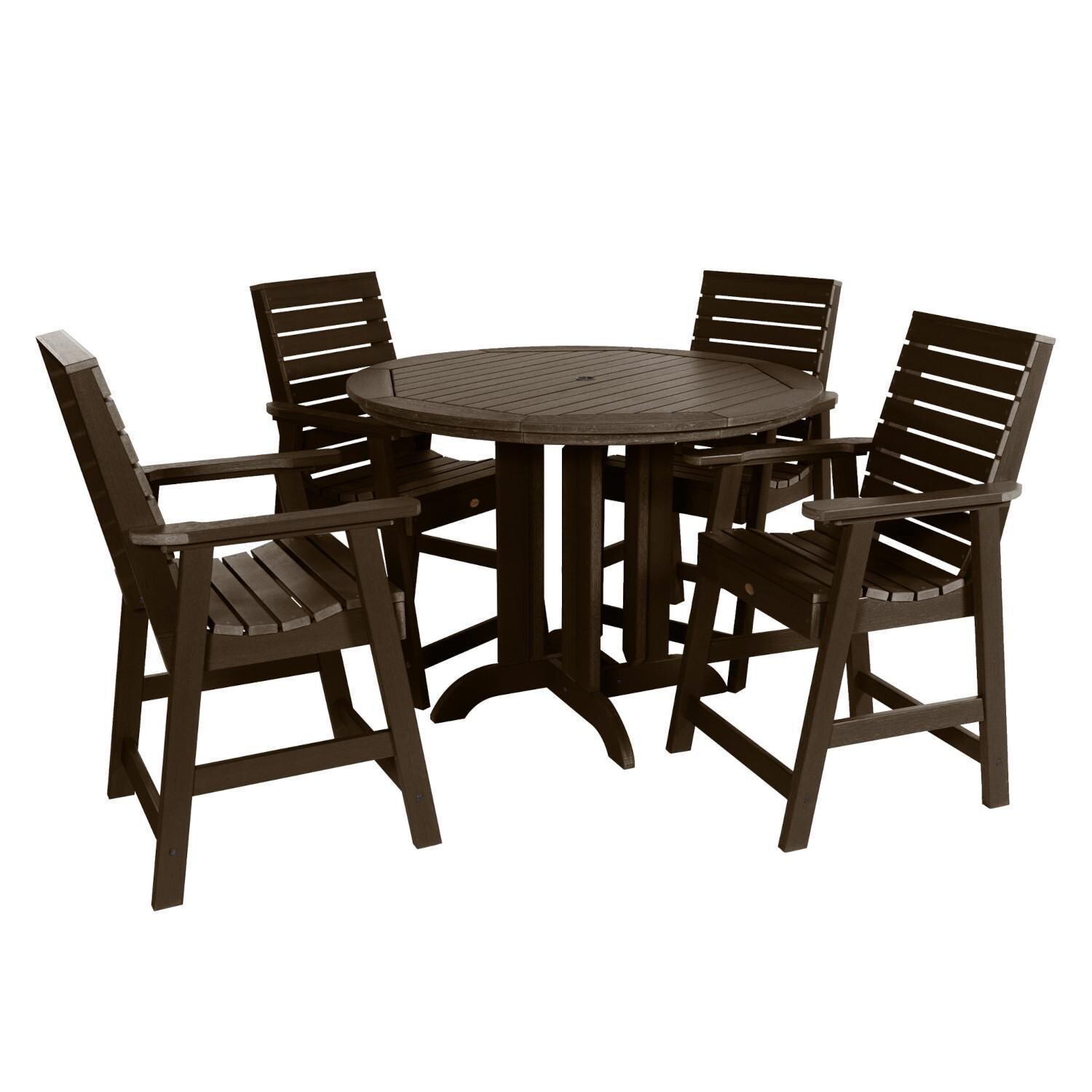 Lakeview Elm Pointe 5 Piece Round Counter Height Dining Set - Weathered Acorn - Dining Set - White Background thumbnail