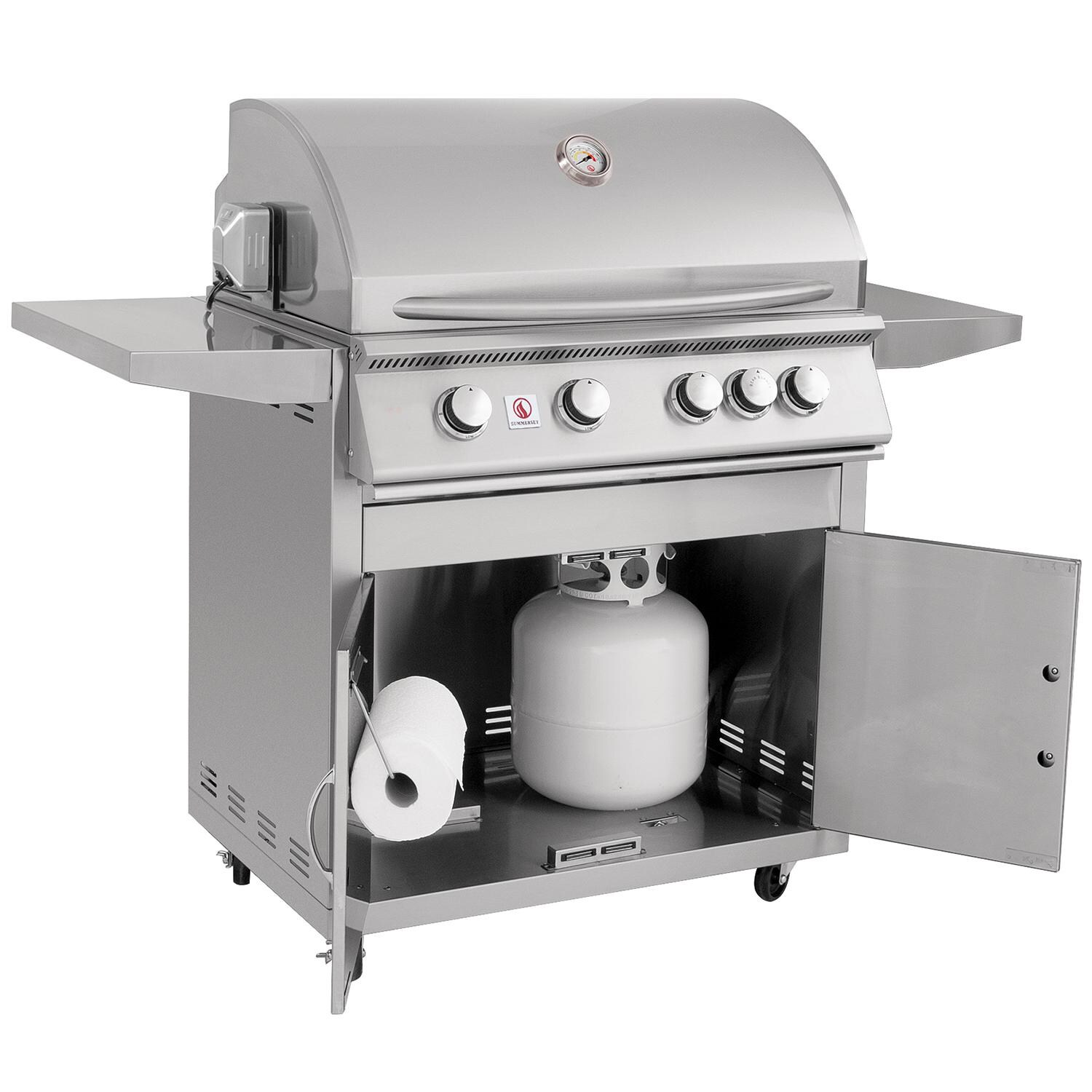 Summerset SIZ32-LP Sizzler 32-Inch 4-Burner Propane Grill With Rear Infrared Burner - Doors Open thumbnail