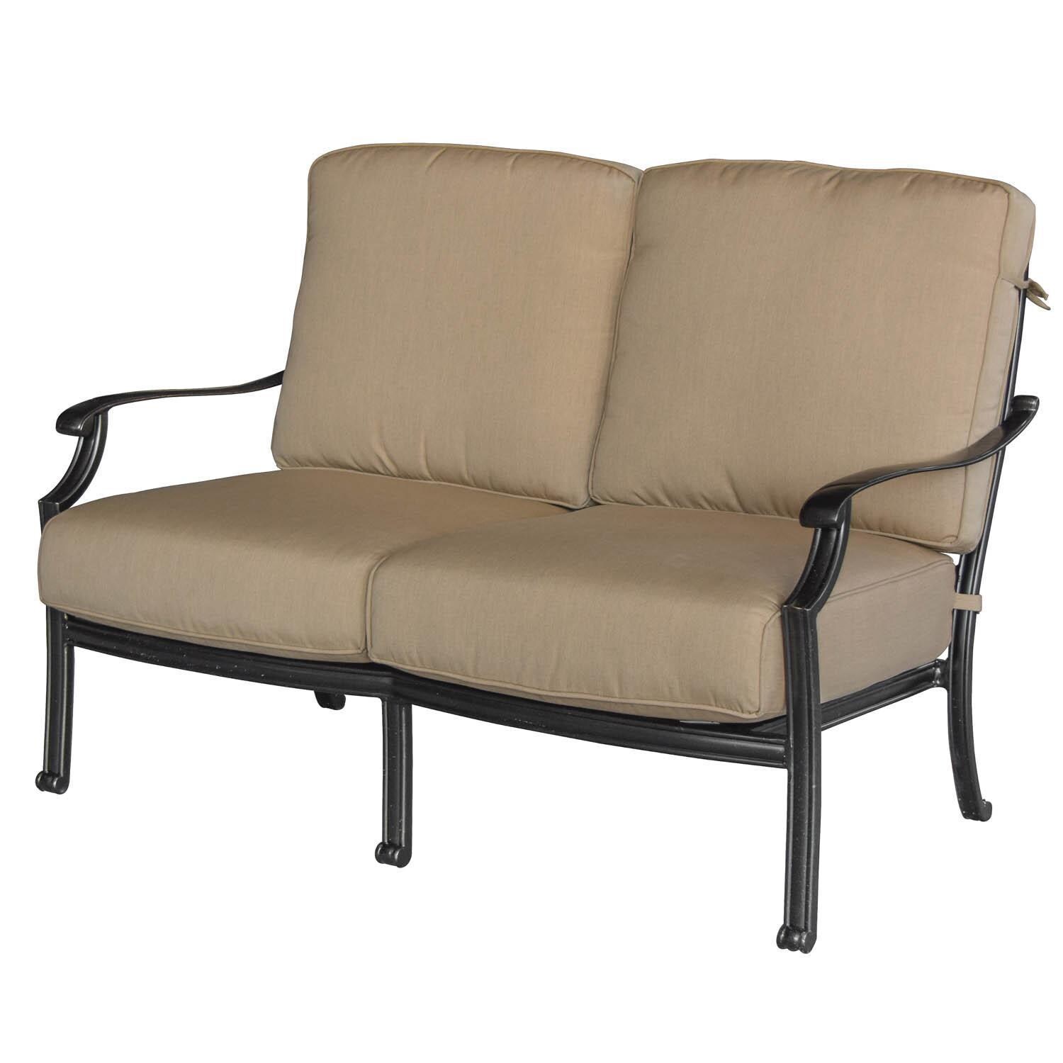Bocage Cast Aluminum Patio Loveseat W/ Sunbrella Heather Beige Cushions thumbnail