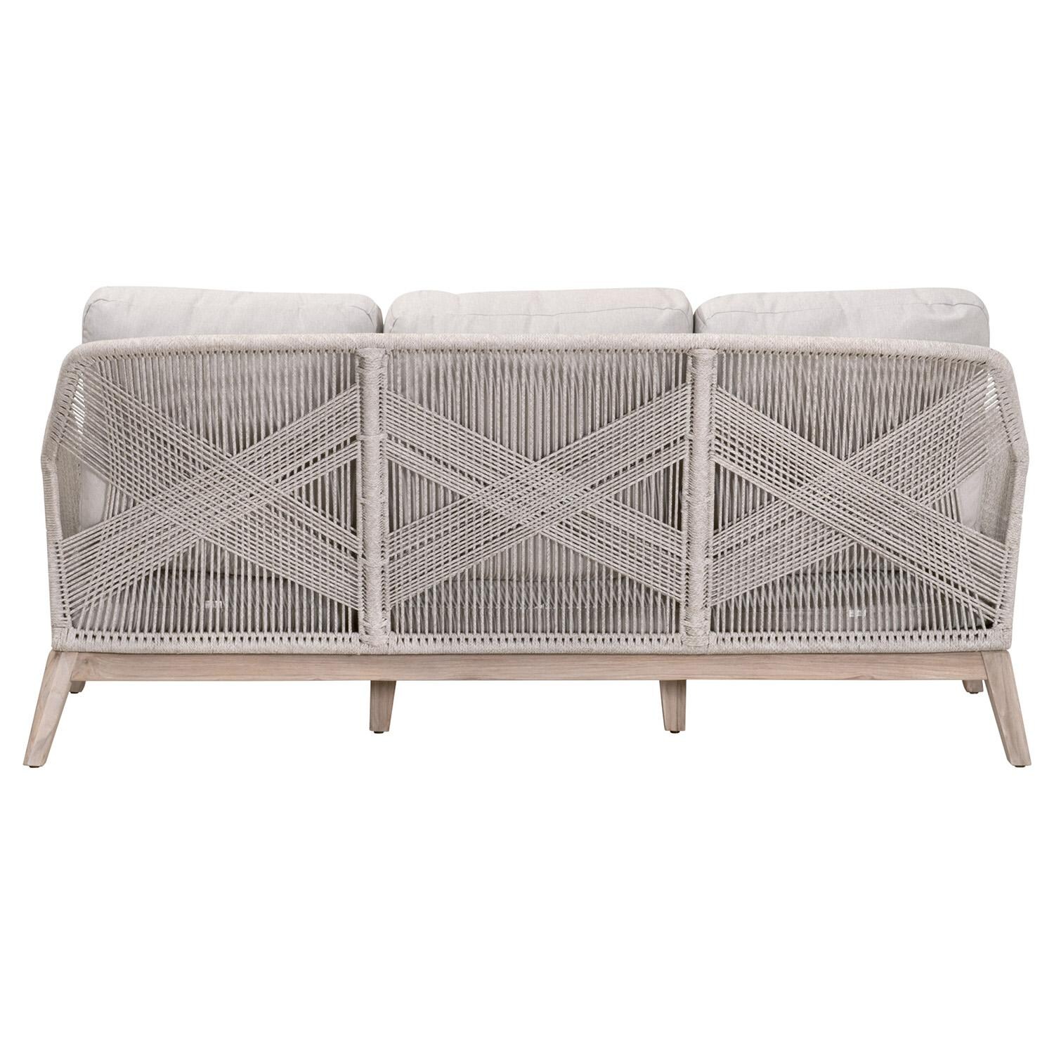 Lakeview Peninsula Way 3 Person Woven Rope Sofa in Taupe & White - Back View thumbnail