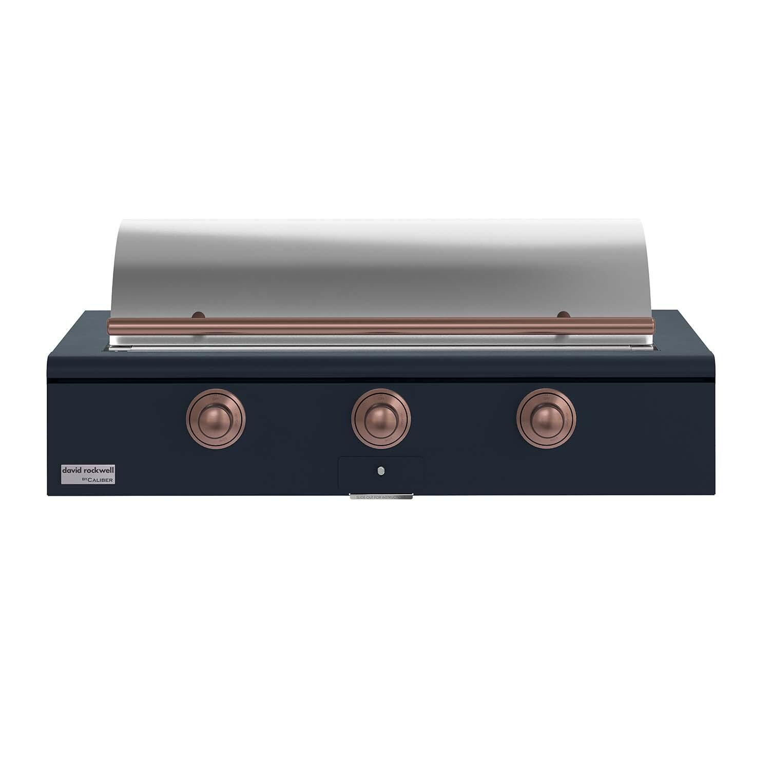 Caliber CRG-48BL00-A-104-H03 48-in Propane Built-In Rockwell Grill - Juniper w/ Copper Hardware - Lid Closed - White Background thumbnail