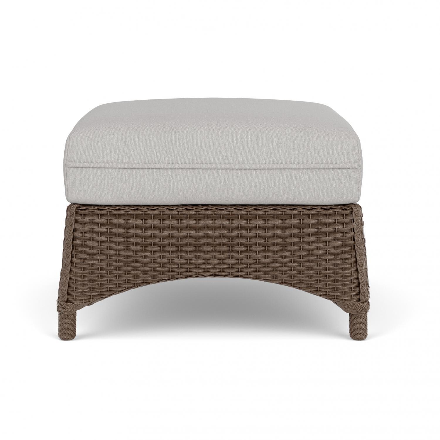 Lloyd Flanders Mandalay Ottoman in Bark Finish with Tundra Dove Fabric thumbnail