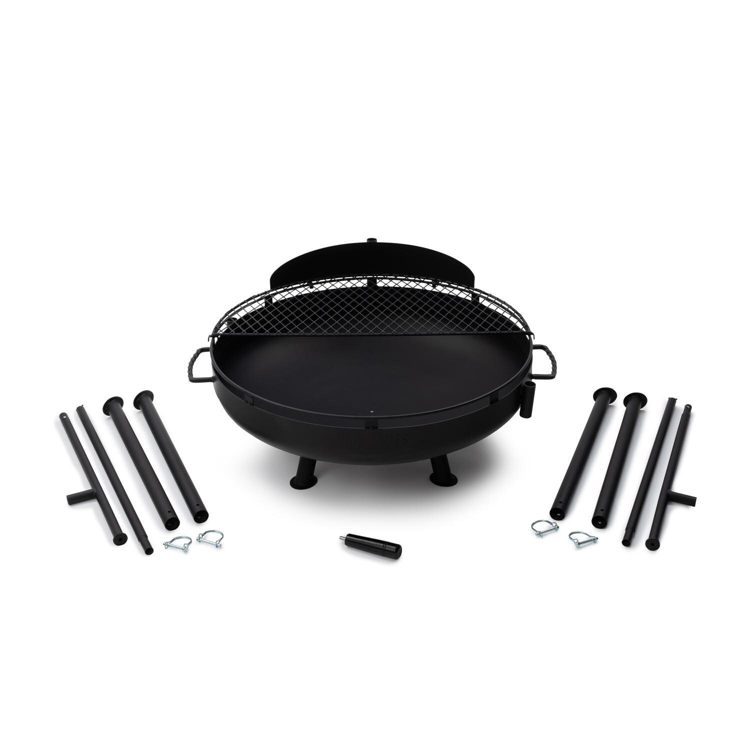 Barebones Living CKW-450 Cowboy 30-Inch Fire Pit Grill - Shown With Included Components - White Background thumbnail