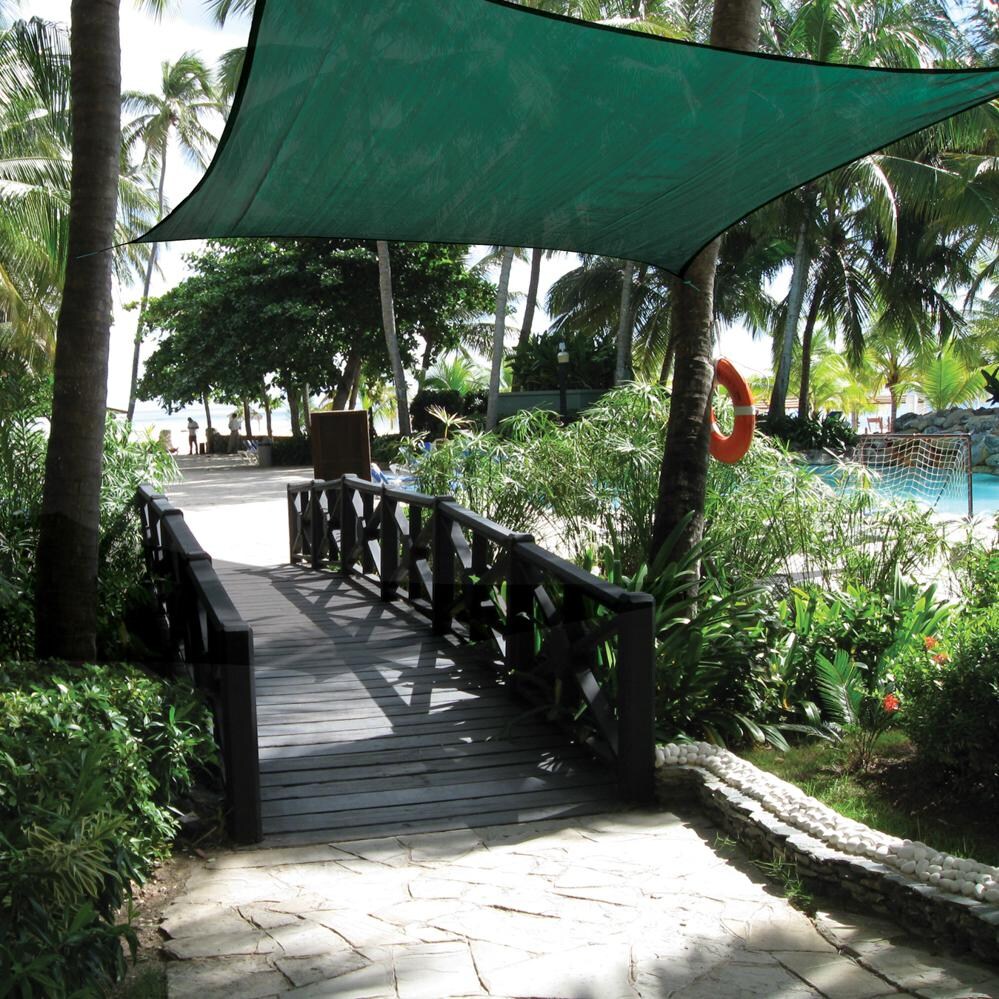 ShadeLogic Sun Shade Sail Heavy Weight 12 Foot Square - Evergreen Bridge Cover thumbnail