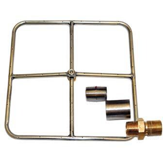 HPC 24-Inch Propane Gas Fire Pit Kit With Square Stainless Steel Ring Burner - Match Light