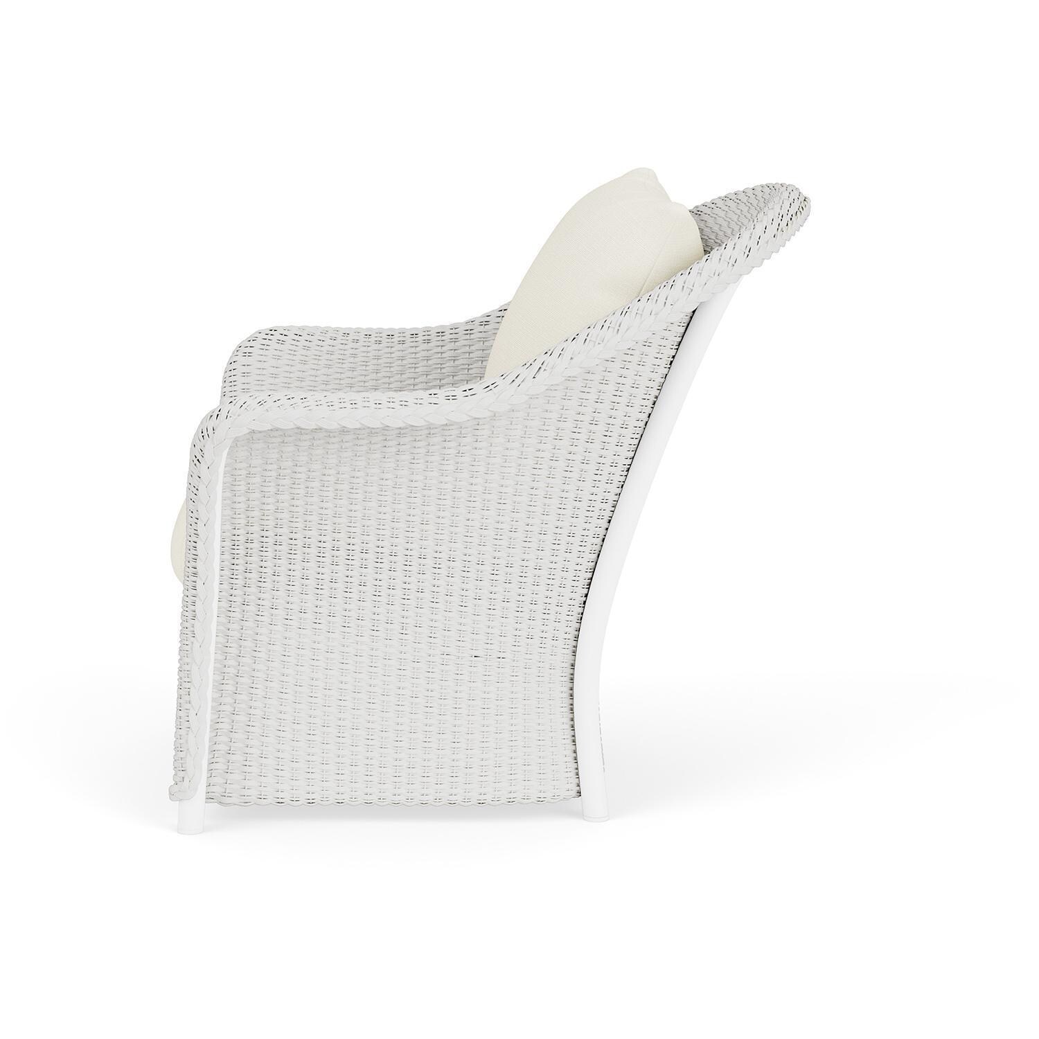 Lloyd Flanders Weekend Retreat Lounge Chair in Matte White Finish W/ Sailcloth Salt Fabric - Side thumbnail
