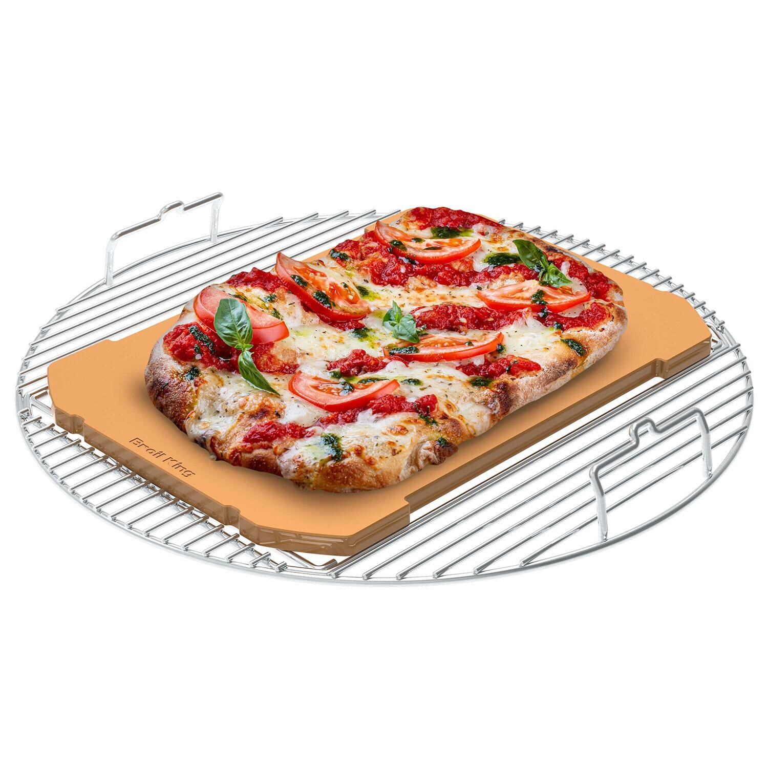 Broil King 13225 Stainless Steel Do More Cooking Grid for Charcoal Kettle Grills - w/ Pizza - White Background thumbnail