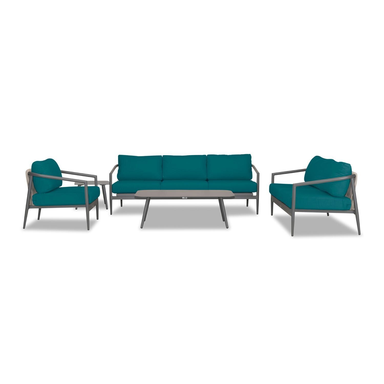 Lakeview Midnight Cove 5 Pc Aluminum Sofa Seating Set in Slate/Spectrum Peacock - Front - White Background thumbnail