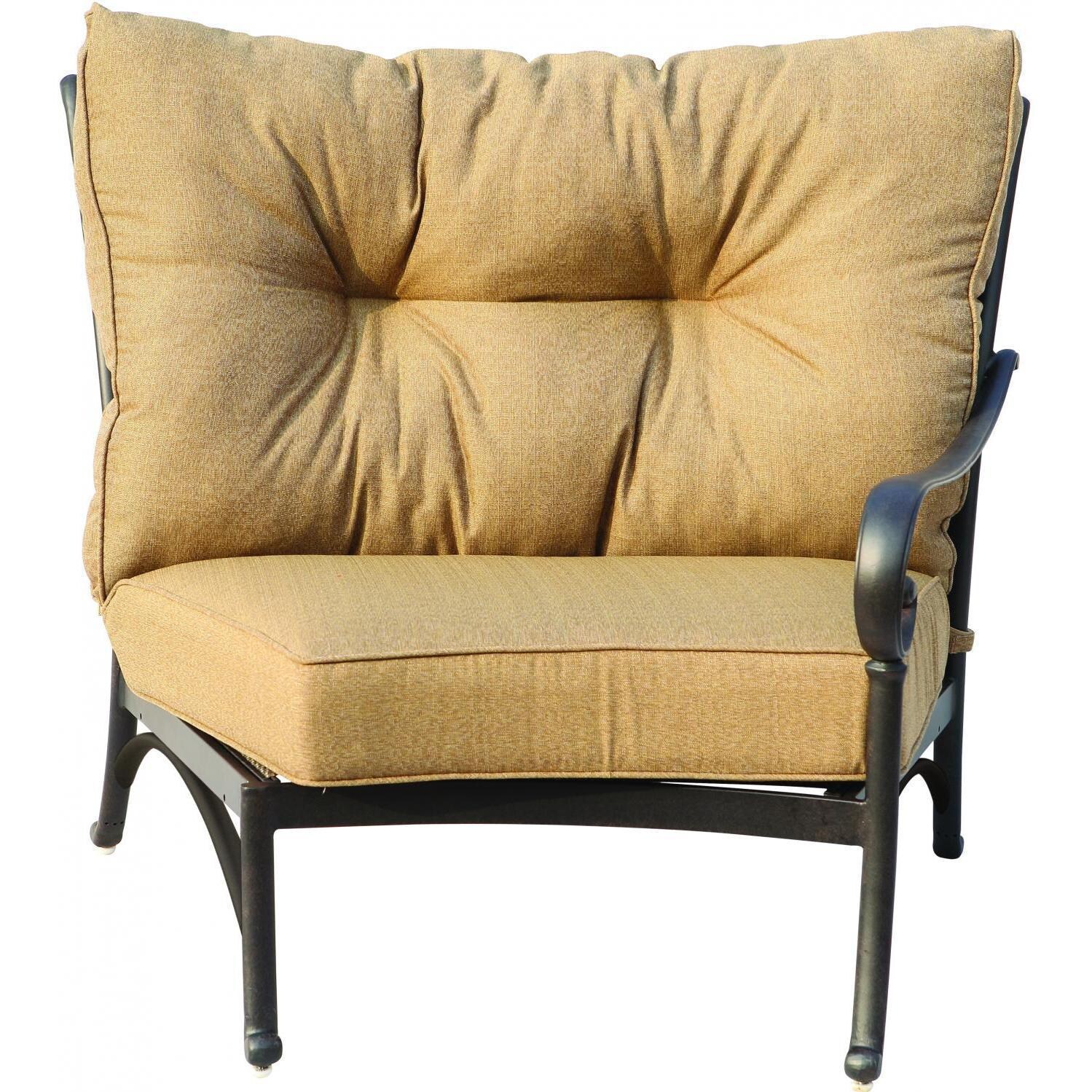 Santa Anita Cast Aluminum Right Arm Sectional Club Chair in Antique Bronze/Heather Beige Sunbrella by Darlee