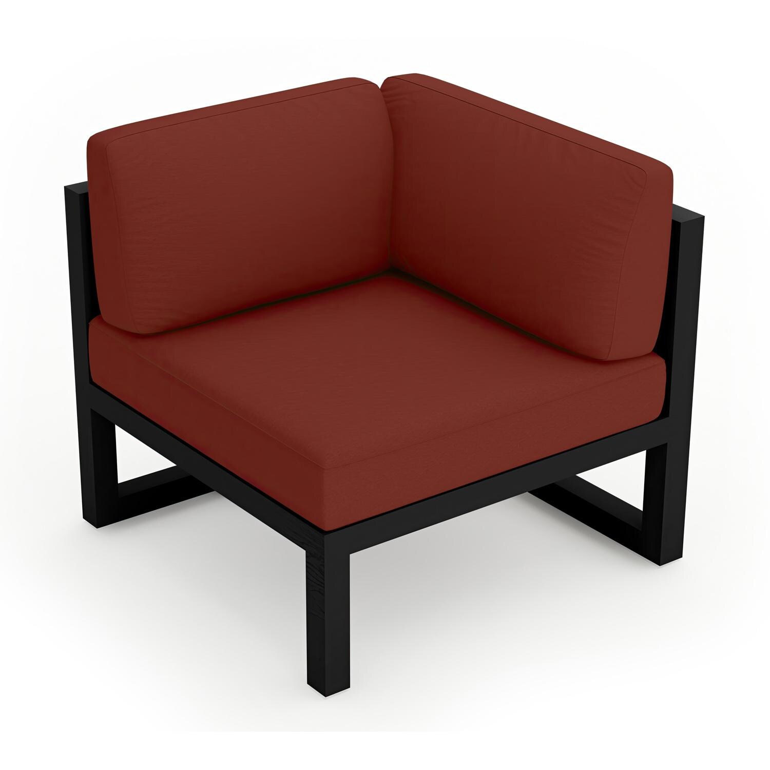 Lakeview MSTYCV-BK-CS-HN Misty Cove Aluminum Corner Club Chair in Black w/Canvas Henna Cushions by Lakeview Outdoor Designs - Angled Front - White Background thumbnail