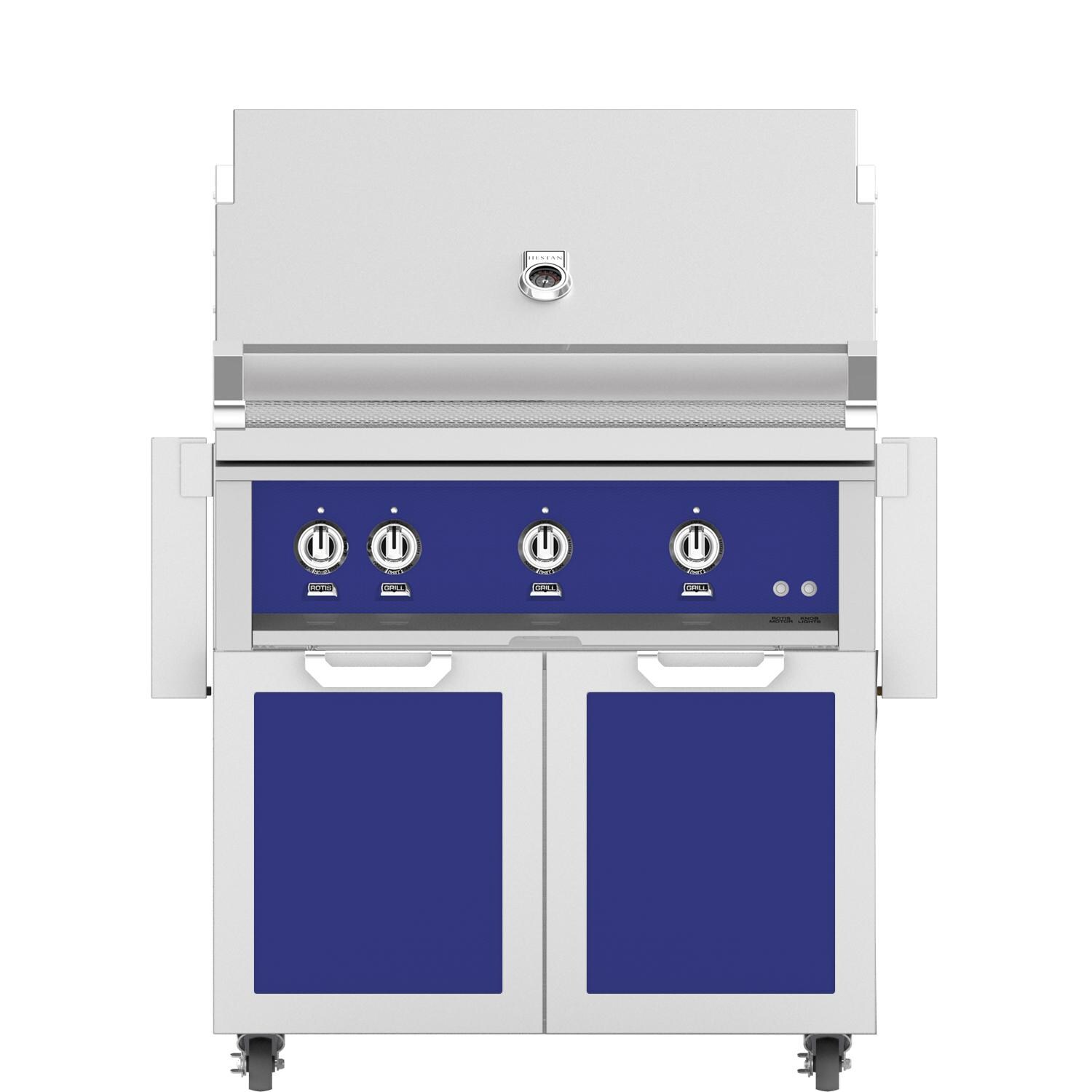 Hestan 36-Inch Propane Gas Grill W/ Rotisserie On Double Door Tower Cart - Prince - GABR36-LP-BU