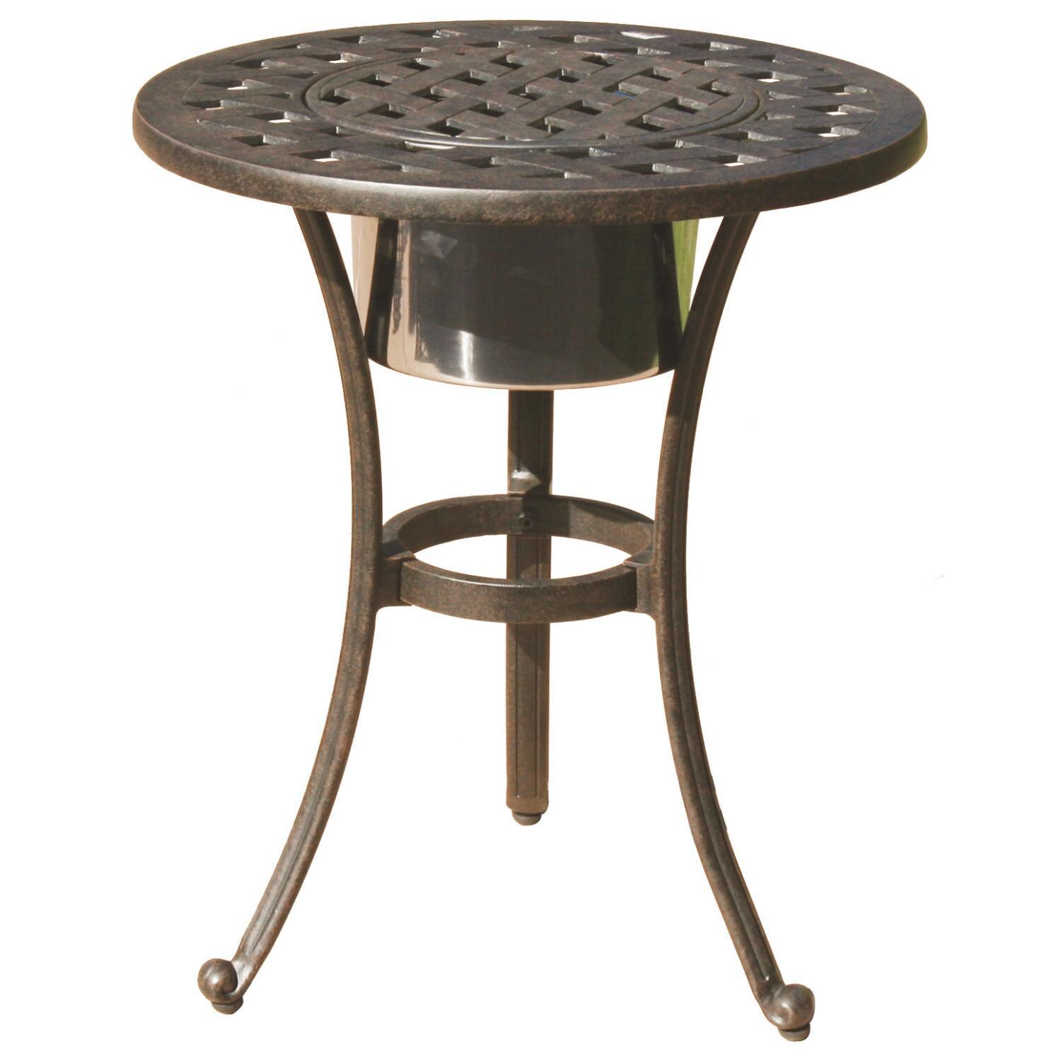 Series 30 Cast Aluminum Patio End Table With Ice Bucket Insert By Darlee - White Background thumbnail