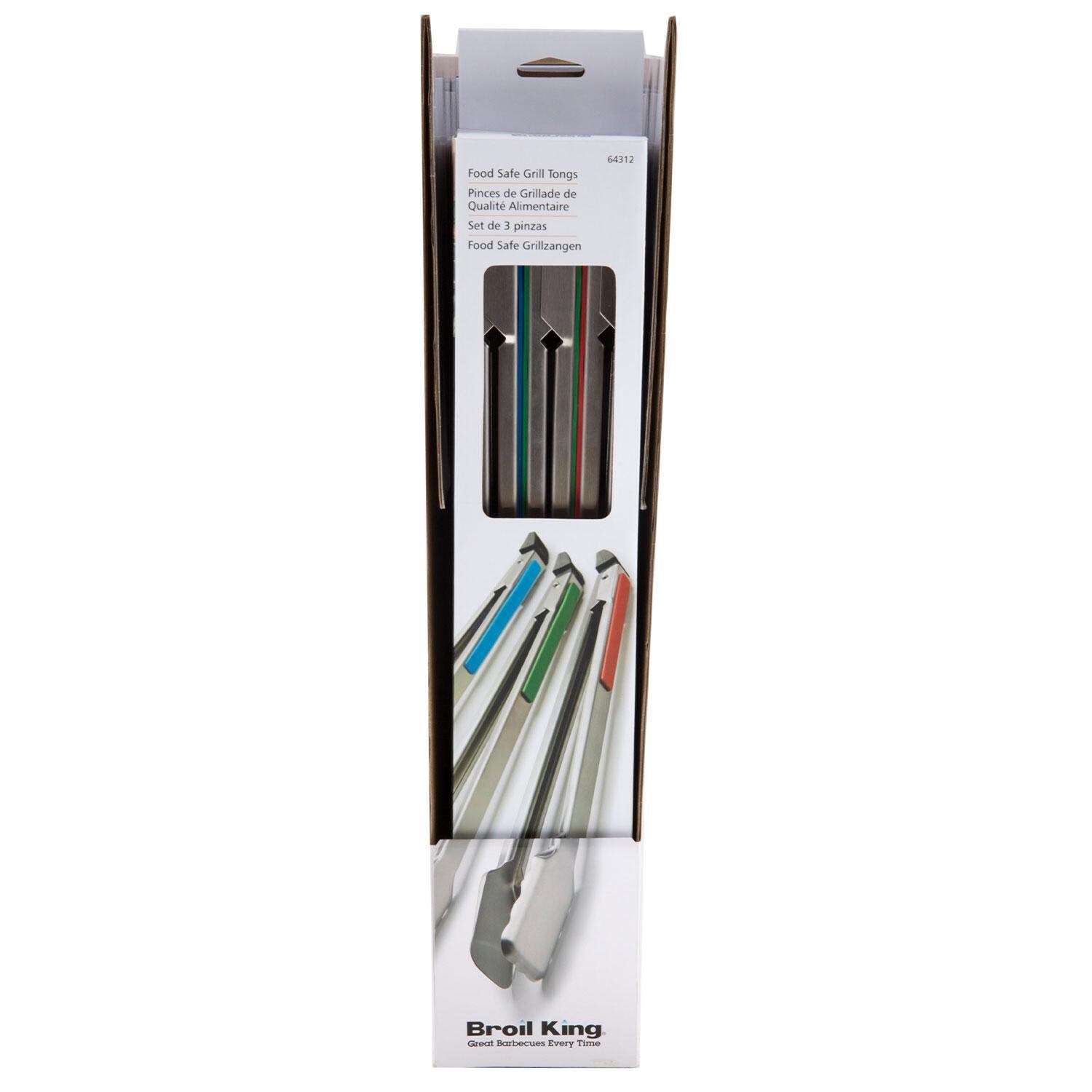 Broil King 64312 3 Pack Colored Grilling Tongs - Packaged - Open - White Background thumbnail