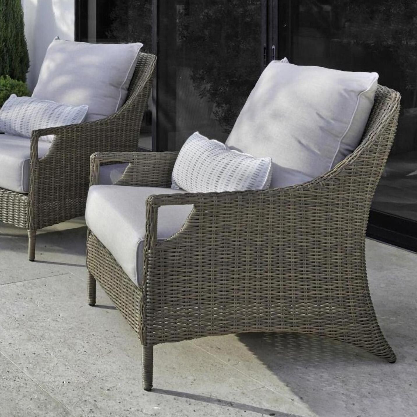 Bazaar Wicker Club Chair in Natural/Cast Silver by Sunset West