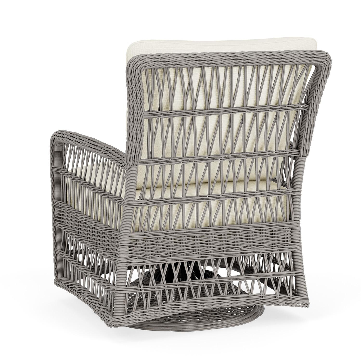 Lloyd Flanders Mackinac Swivel Glider Lounge Chair in Putty Finish with Sailcloth Salt fabric - Rear Left thumbnail