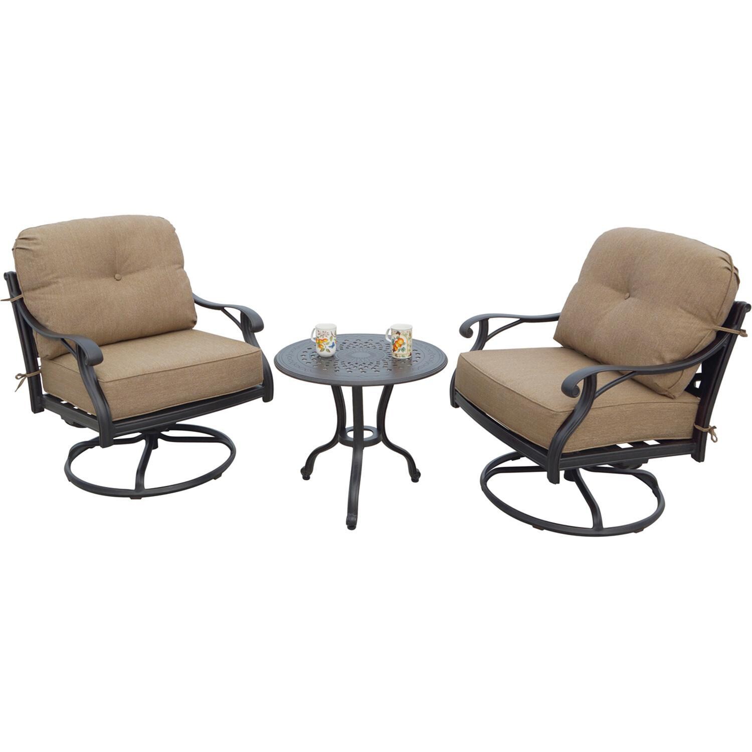 Darlee Nassau 3-Piece Patio Conversation Set with 24 Inch Round End Table - Set - White Background thumbnail