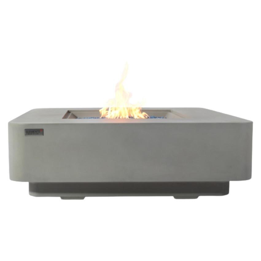 Elementi Lucerne 42-Inch Square Natural Gas Fire Pit Table - Light Gray - OFG419LG-NG - Side View - White Background thumbnail