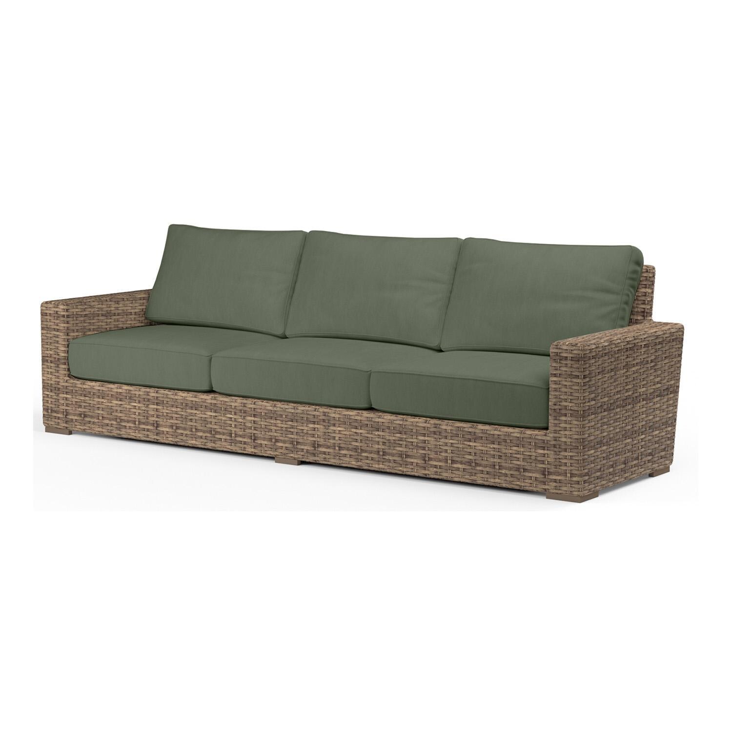 Havana 3 Person Wicker Sofa in Tobacco/Cast Sage by Sunset West - White Background thumbnail
