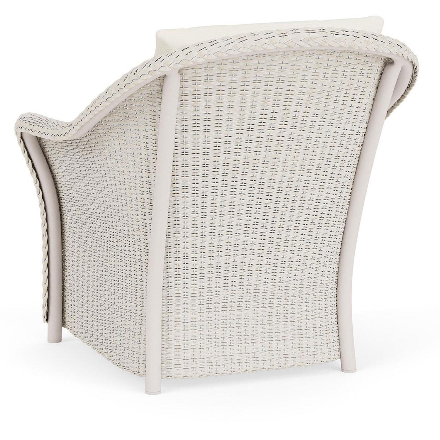 Lloyd Flanders Weekend Retreat Lounge Chair in Antique White Finish W/ Sailcloth Salt Fabric - Back Left thumbnail