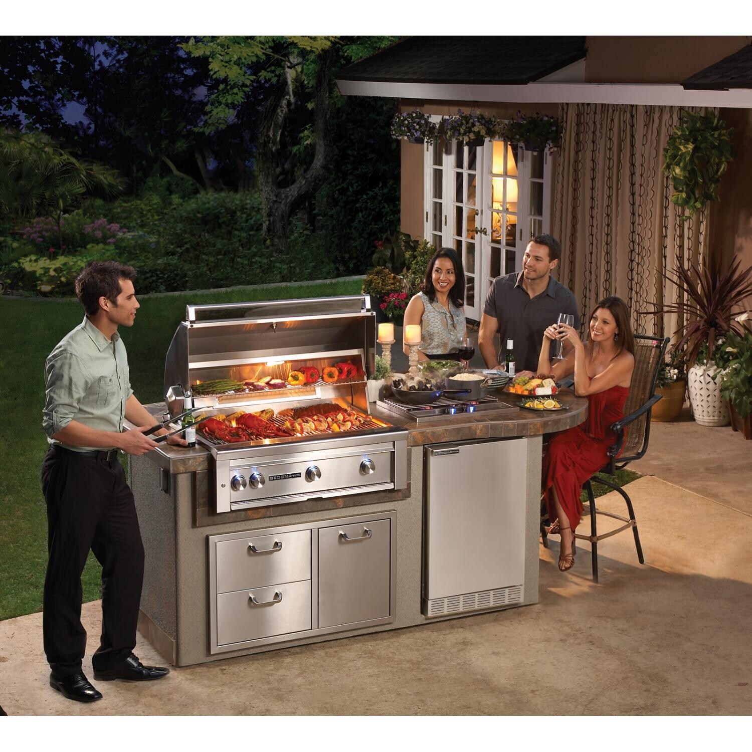 Sedona By Lynx Deluxe BBQ Island With 36-Inch Propane Gas Grill With Rotisserie - Patio View (Shown In Falcon Gray Color) thumbnail