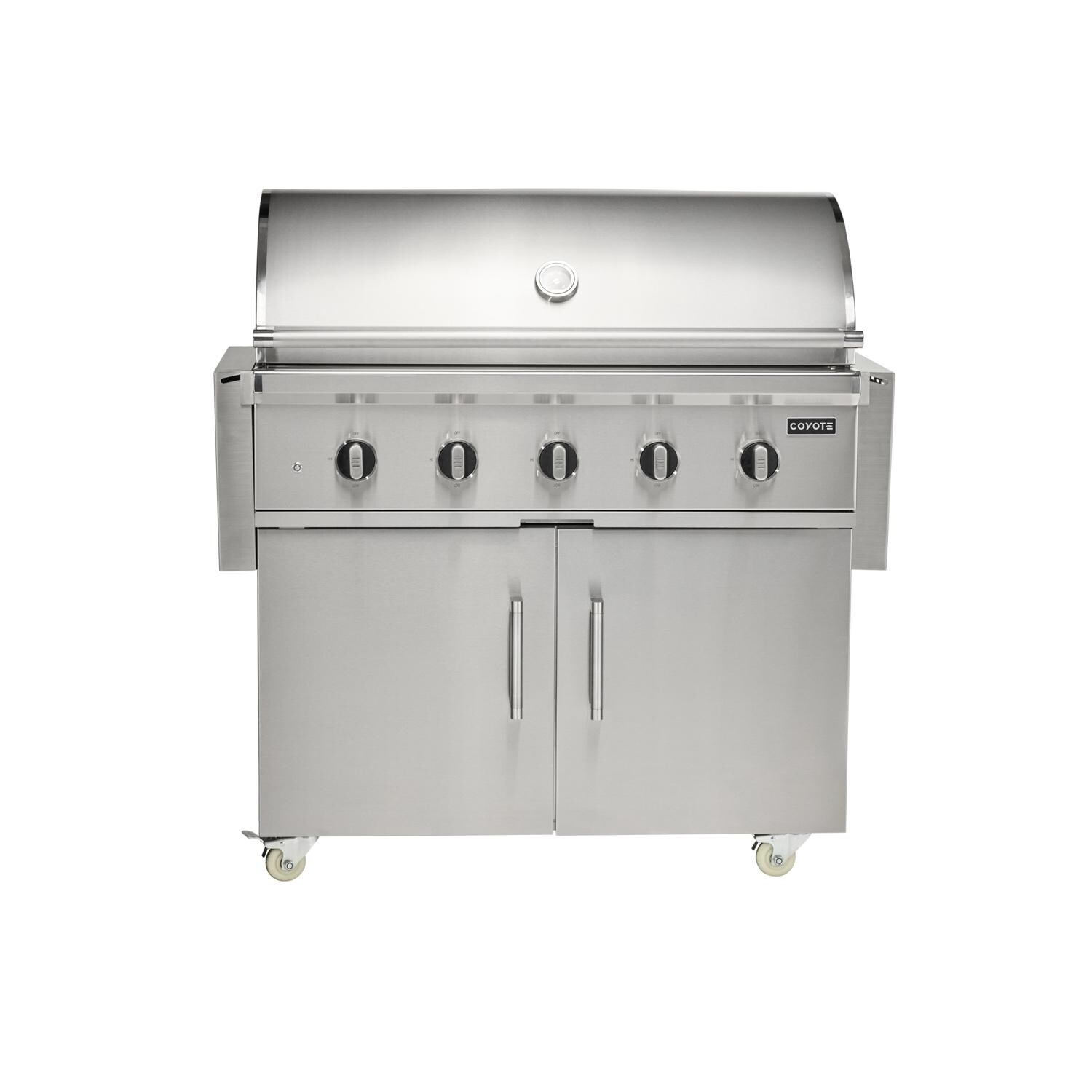 Coyote Outdoor Living 42 Inch CL-Series Freestanding Propane Grill - Hood Closed Shelves Down - White Background thumbnail
