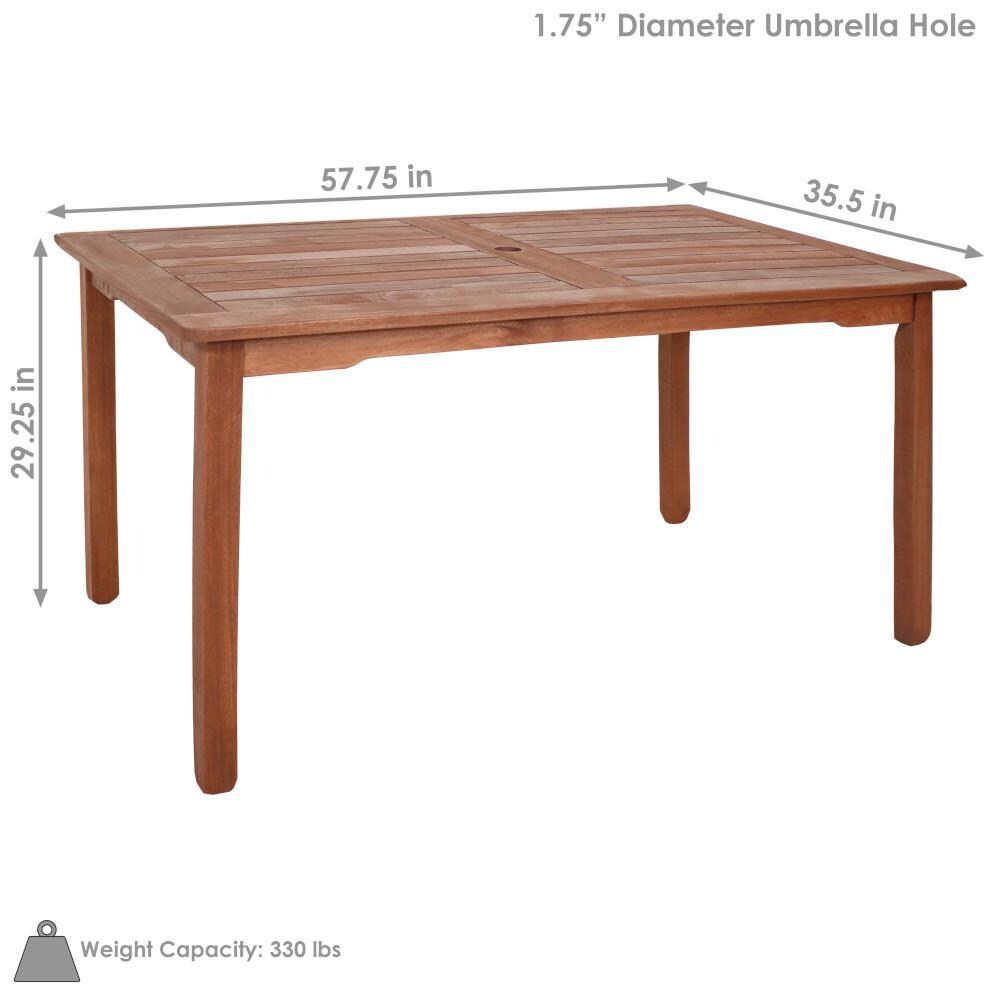 Ultimate Patio 5-Foot Meranti Wood Outdoor Dining Table - Dimensions thumbnail