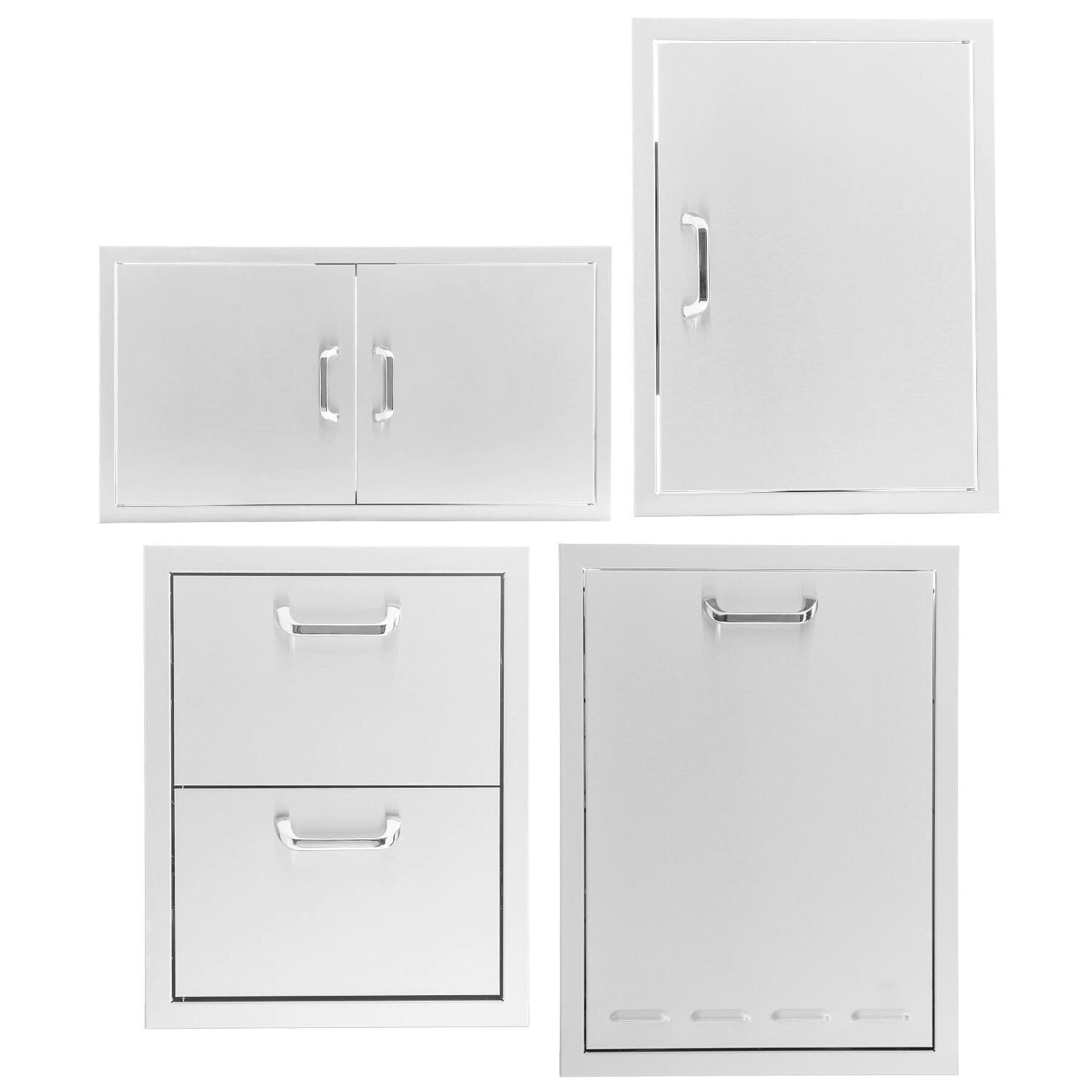 BBQGuys Signature 4 Pc 40-in Contempo/Traditional Double Access Door Outdoor Kitchen Storage Package - Traditional - White Background thumbnail