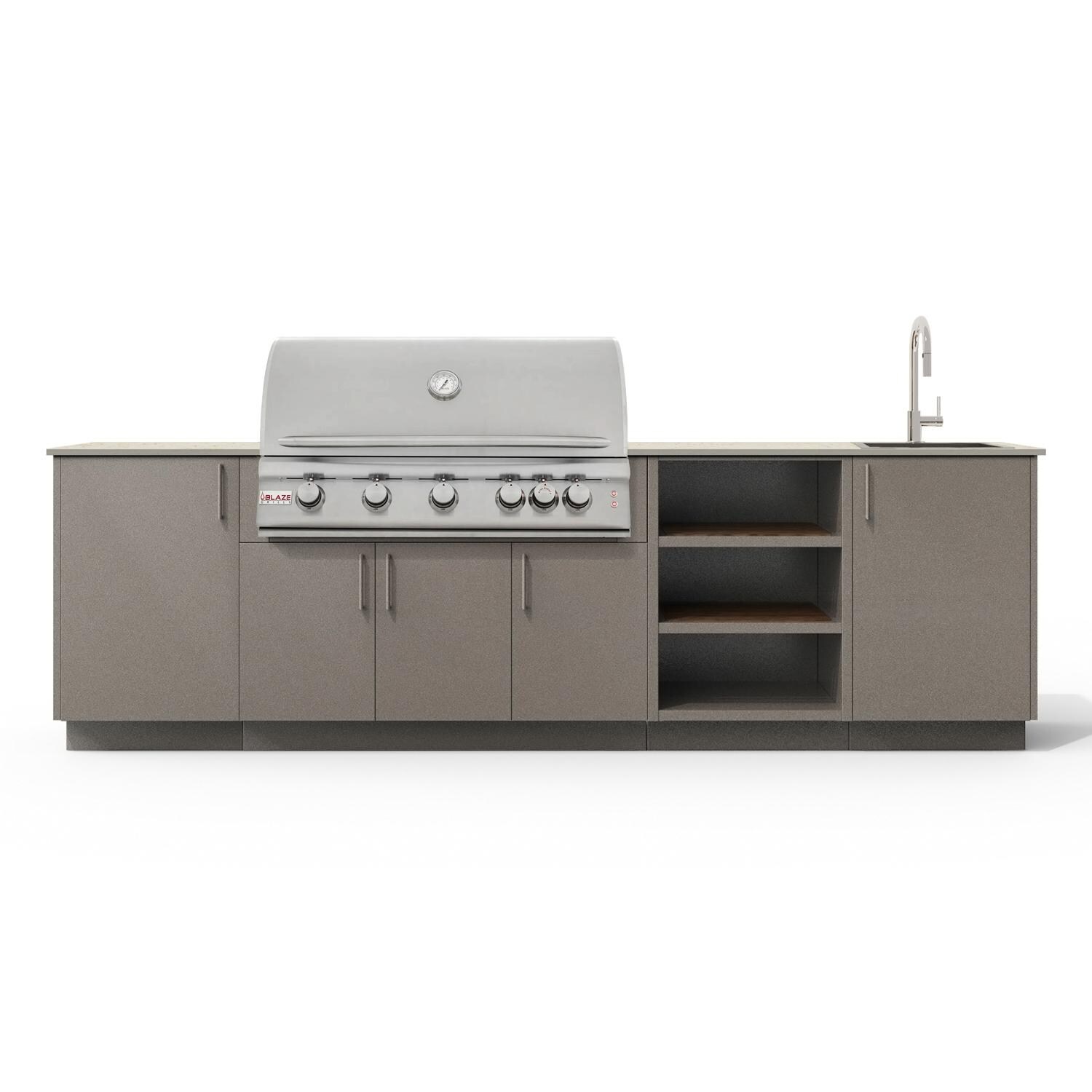 Urban Bonfire Mist 40 Outdoor Kitchen w/ Blaze LTE Natural Gas Grill, Sink, Danae Dekton Countertop & Clay Finish - B-Mist-40-Blaze-Danae-Clay