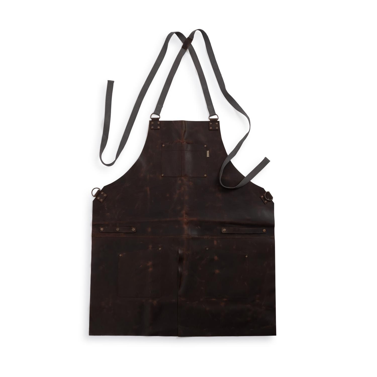 Tradesman Water Buffalo Waxed Saddle Leather BBQ Apron - Vintage Patina