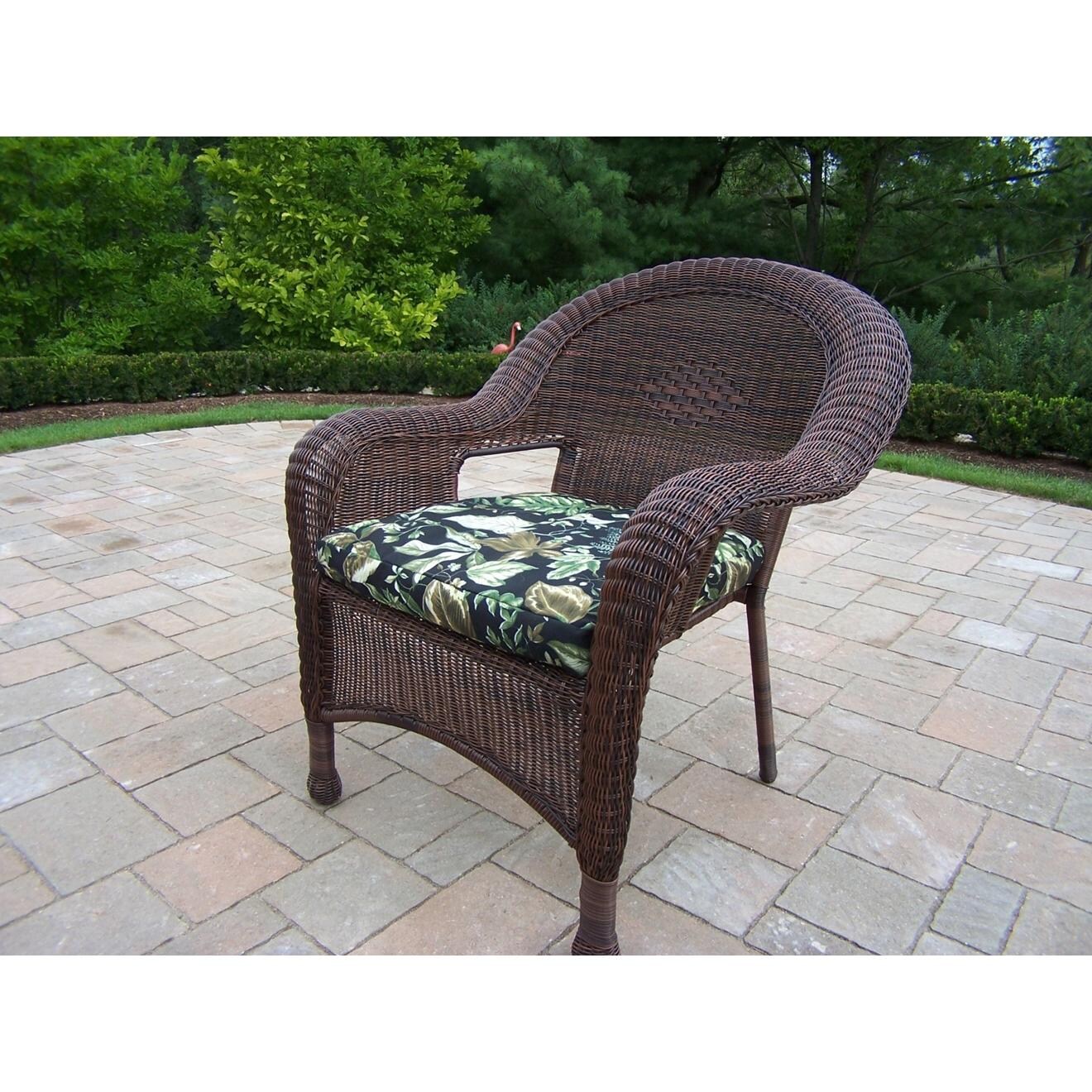 Oakland Living Resin Wicker Patio Dining Chair Coffee BBQGuys