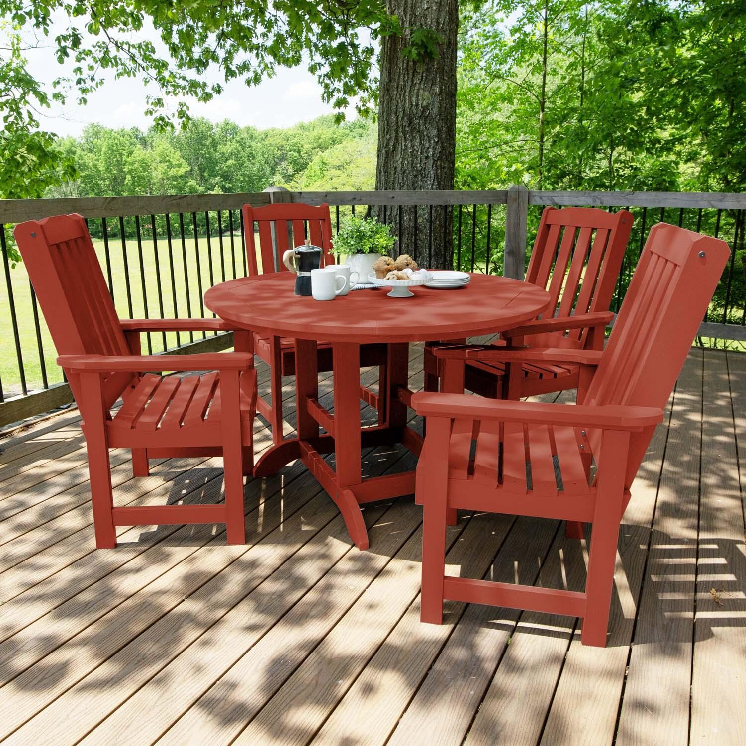 Hart Lane 5 Pc Recycled Plastic Dining Set in Rustic Red by Lakeview Outdoor Designs