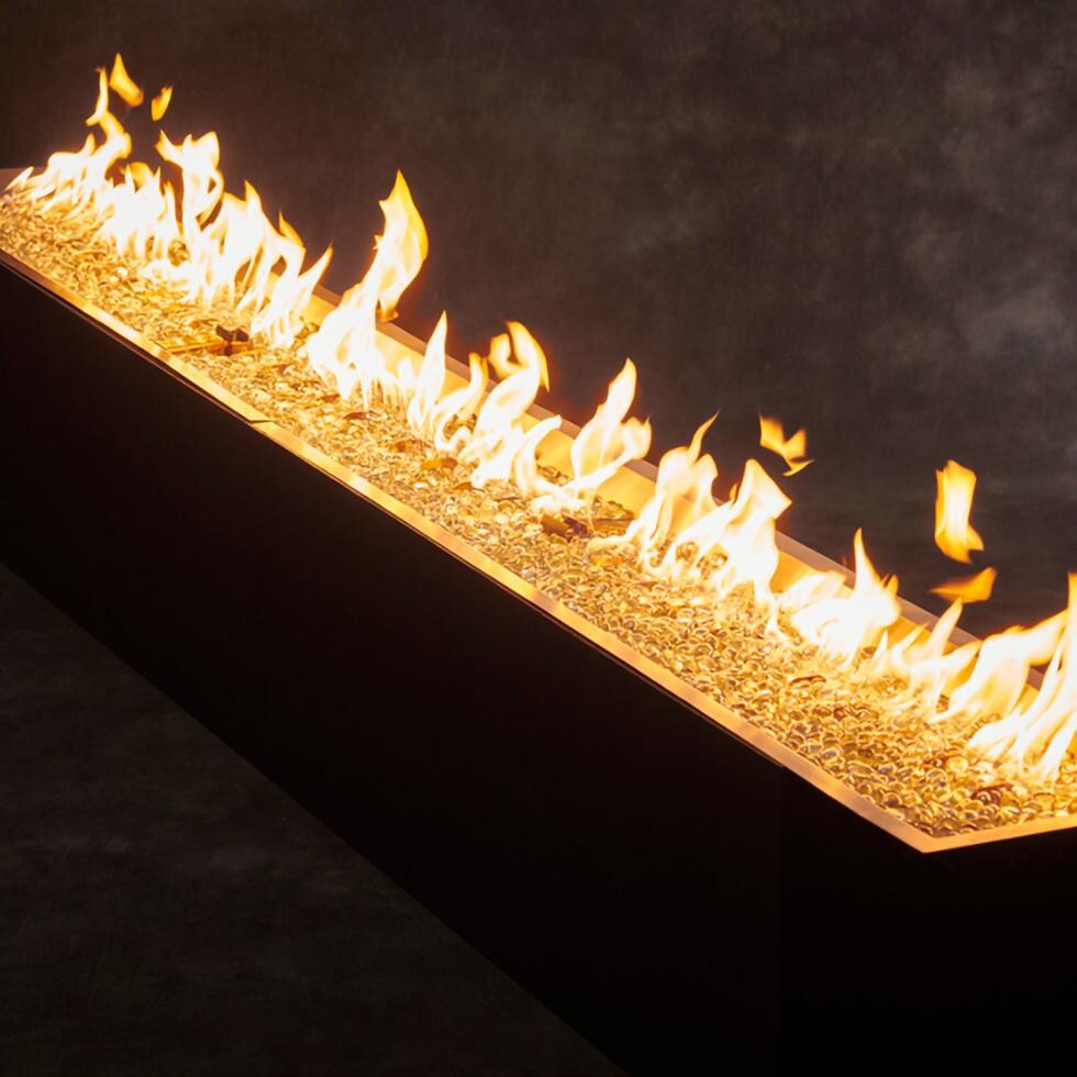 The Outdoor GreatRoom Company CFP12120DSING Crystal Fire Plus 120 Inch Drop-In Linear 200,000 BTU Natural Gas Fire Pit Burner Kit w/ Direct Spark Ignition - Stainless Steel - High Flame - Detail thumbnail