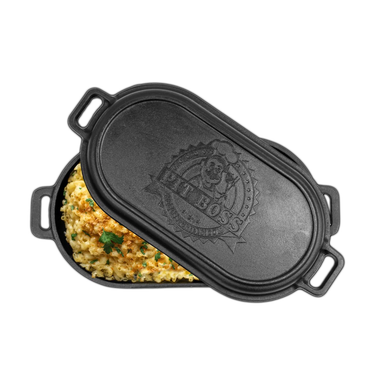 Pit Boss - 68014 - 6-Quart Pre-Seasoned Cast Iron Roaster w/ Griddle Lid - With Food thumbnail