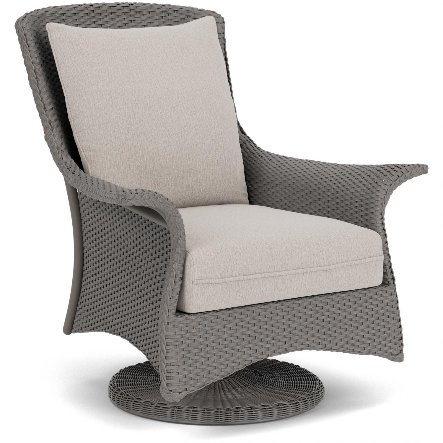 Lloyd Flanders Mandalay Swivel Rocker Lounge Chair in Pewter Finish with Remy Cloud fabric - Angled thumbnail