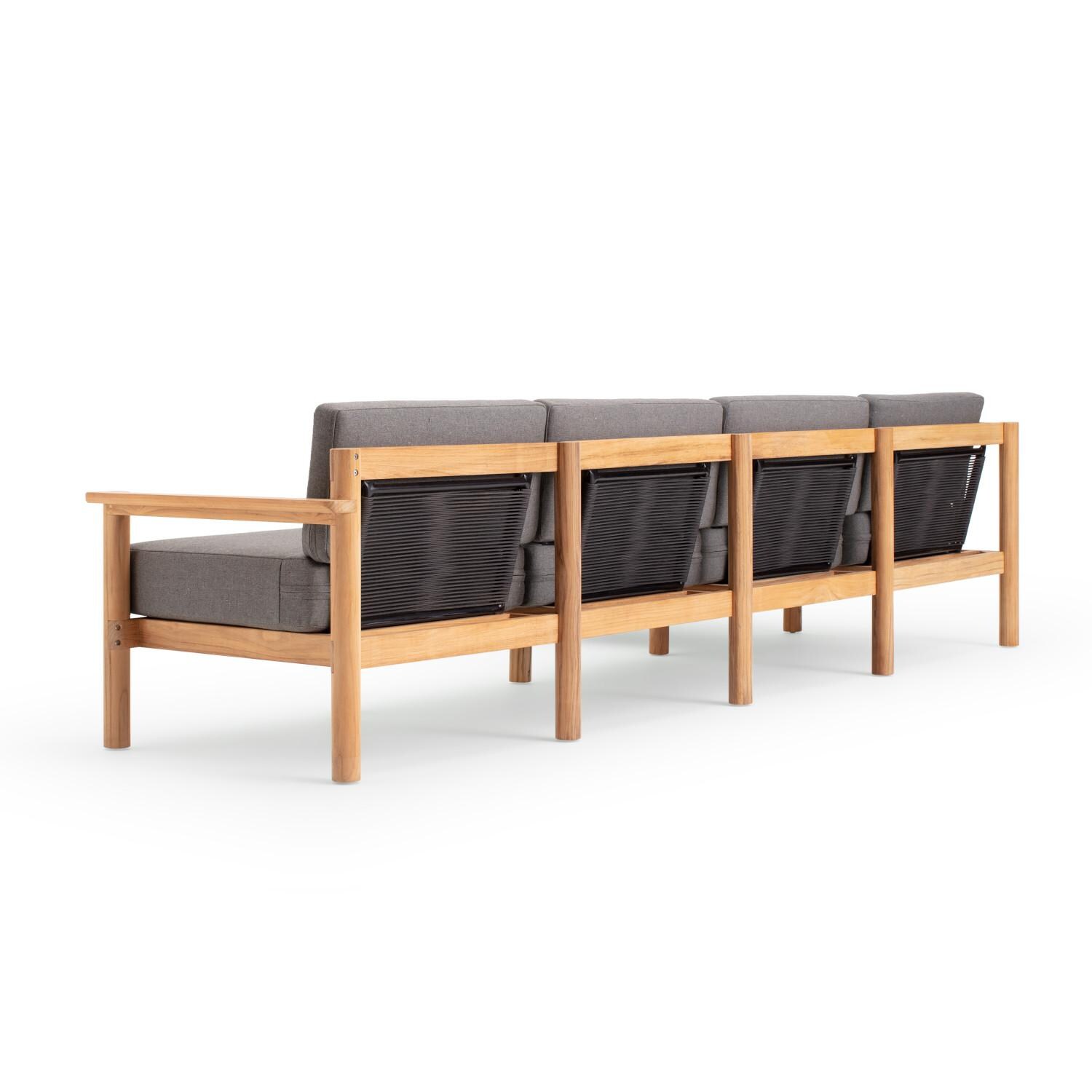 Neighbor HVN-SECT6-GR-2 6 Piece Sectional W/ Teak Arms - Rear View thumbnail